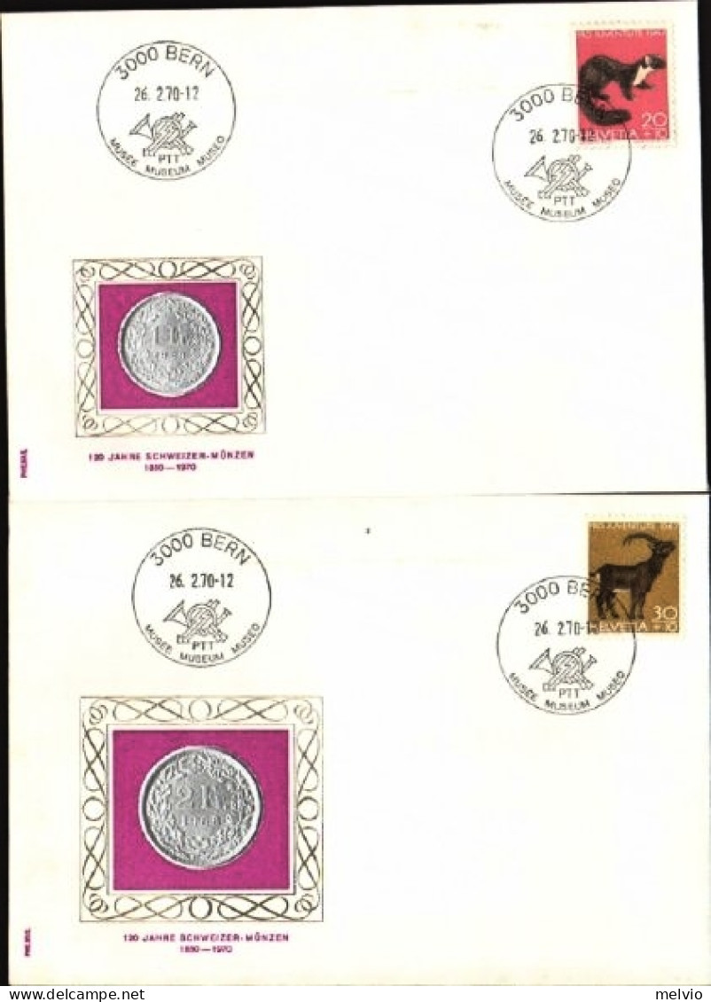 1970-Svizzera S.4v."Fauna"su Quattro Buste Del Museo Di Berna Riproducenti Monet - Postmark Collection