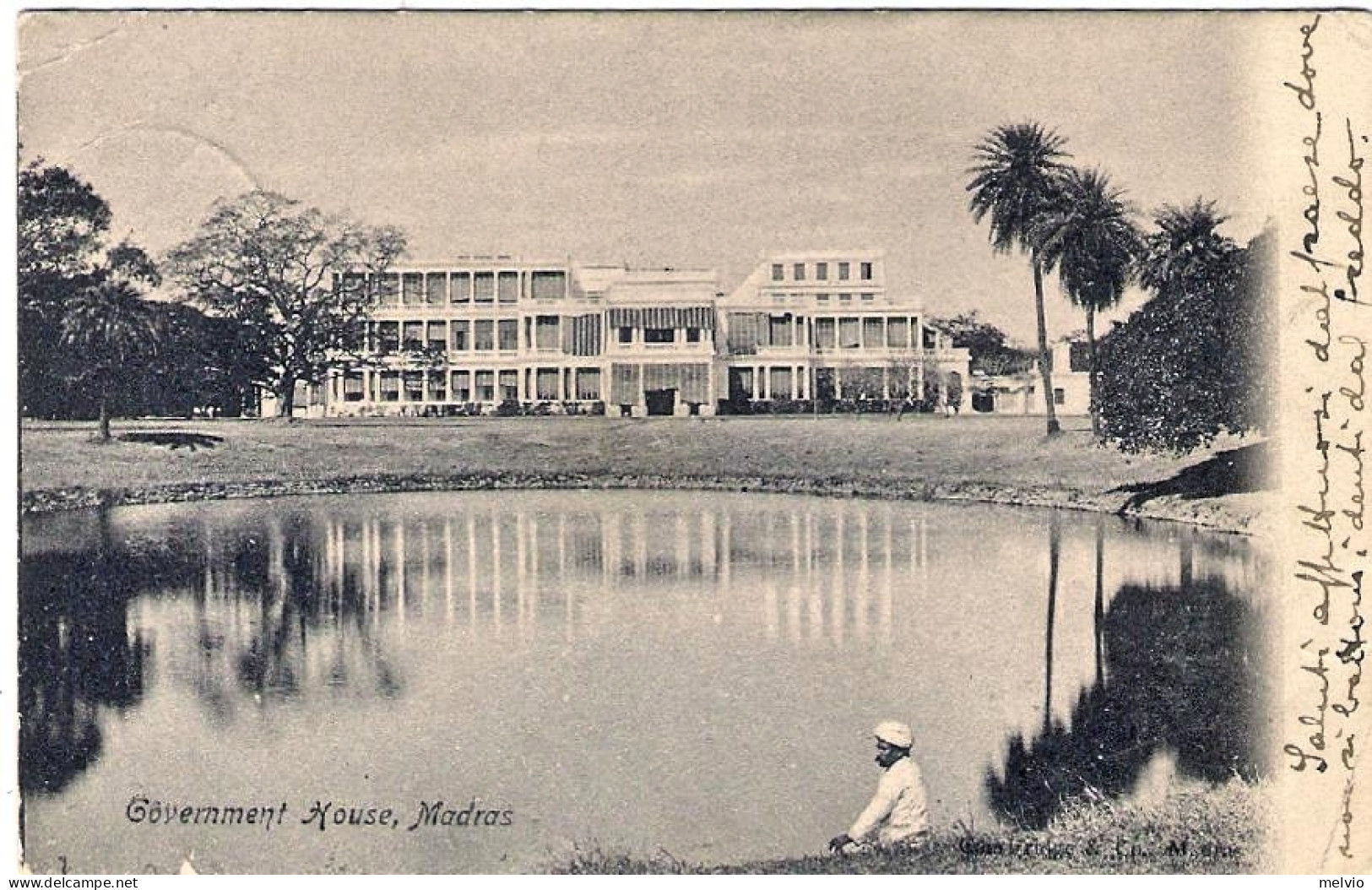 1910circa-India Cartolina "Government House Madras"diretta In Italia - Inde
