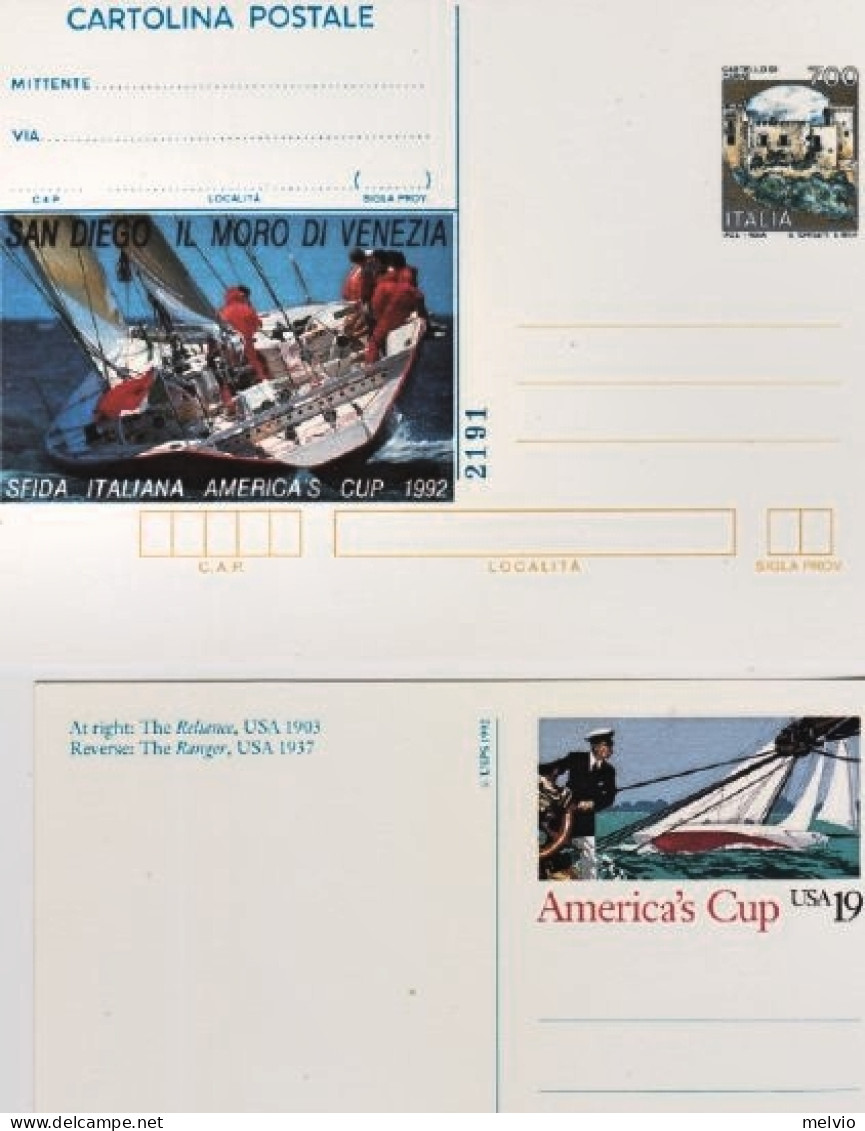 1992-Cartolina Postale Lire 700 America's Cup E CP Statunitense Nuove Con Relati - Interi Postali