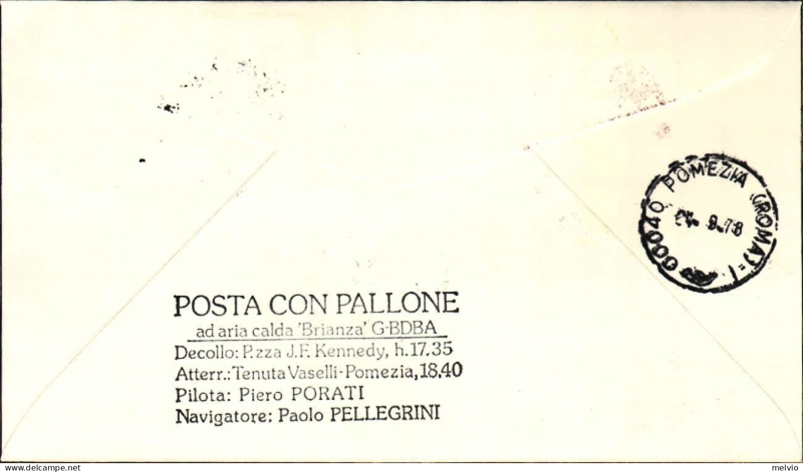 Vaticano-1978 Volo Con Mongolfiera Per Eurphila Roma-Pomezia Firma Degli Ascensi - Airmail