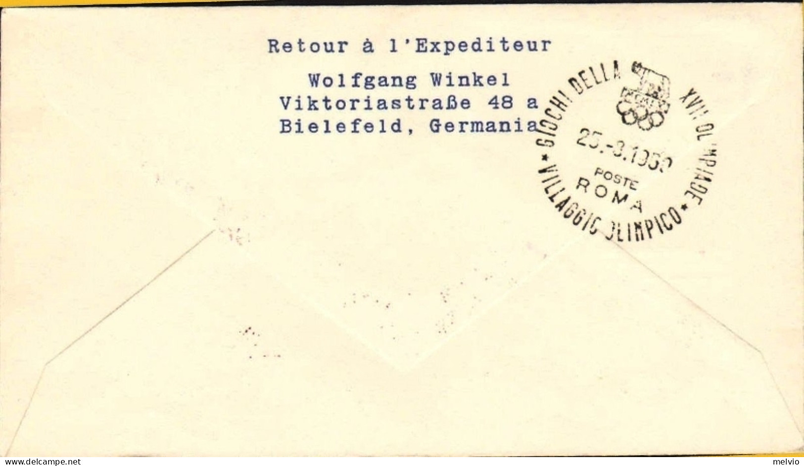 1960-Autriche Osterreich Austria Con BolIo I^ Volo Olimpico AUA Vienna Roma "3"  - Airmail