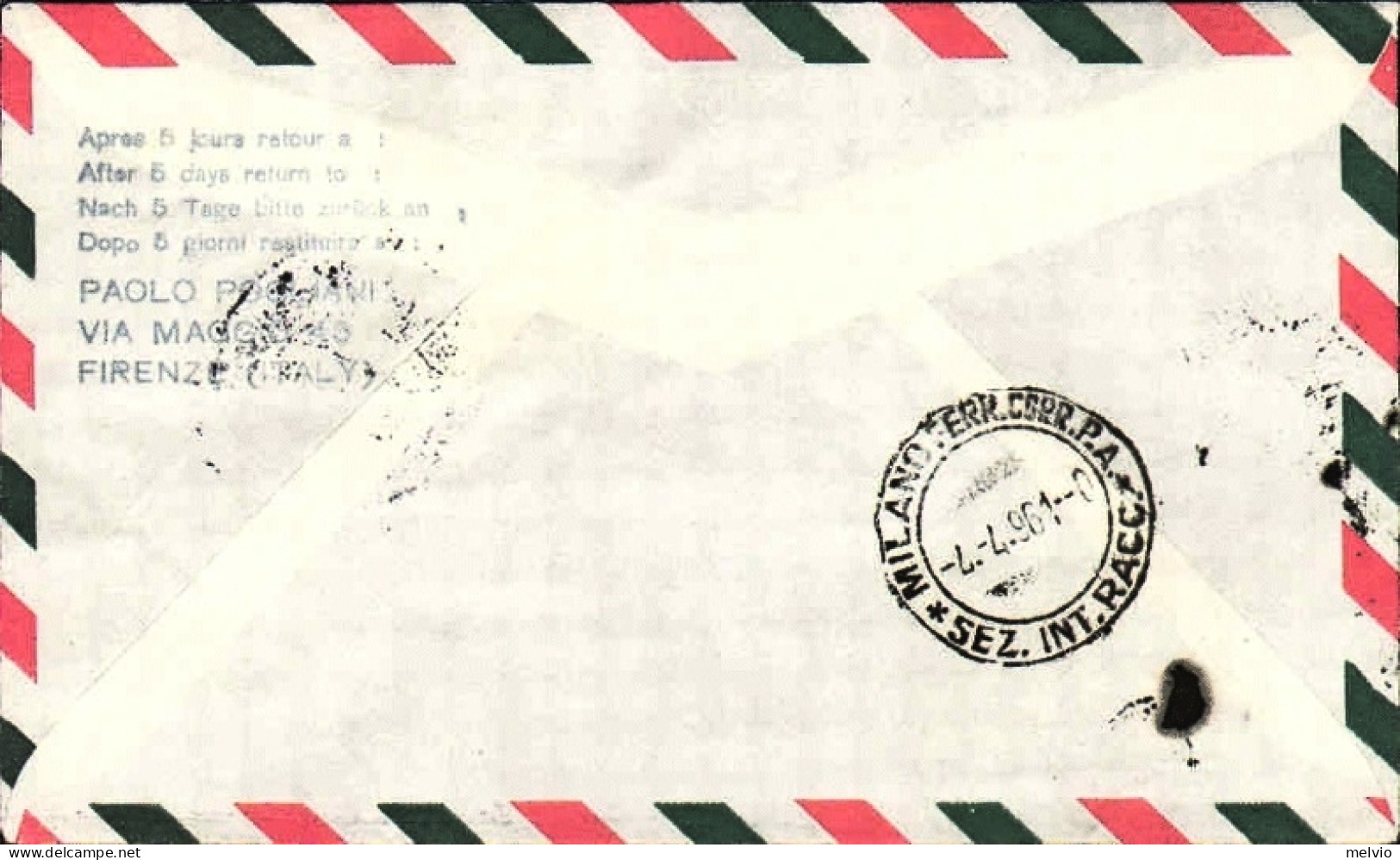 1961-Germania Volo Lufthansa Dusseldorf-Milano Rimandato Al 3 Aprile - Lettres & Documents