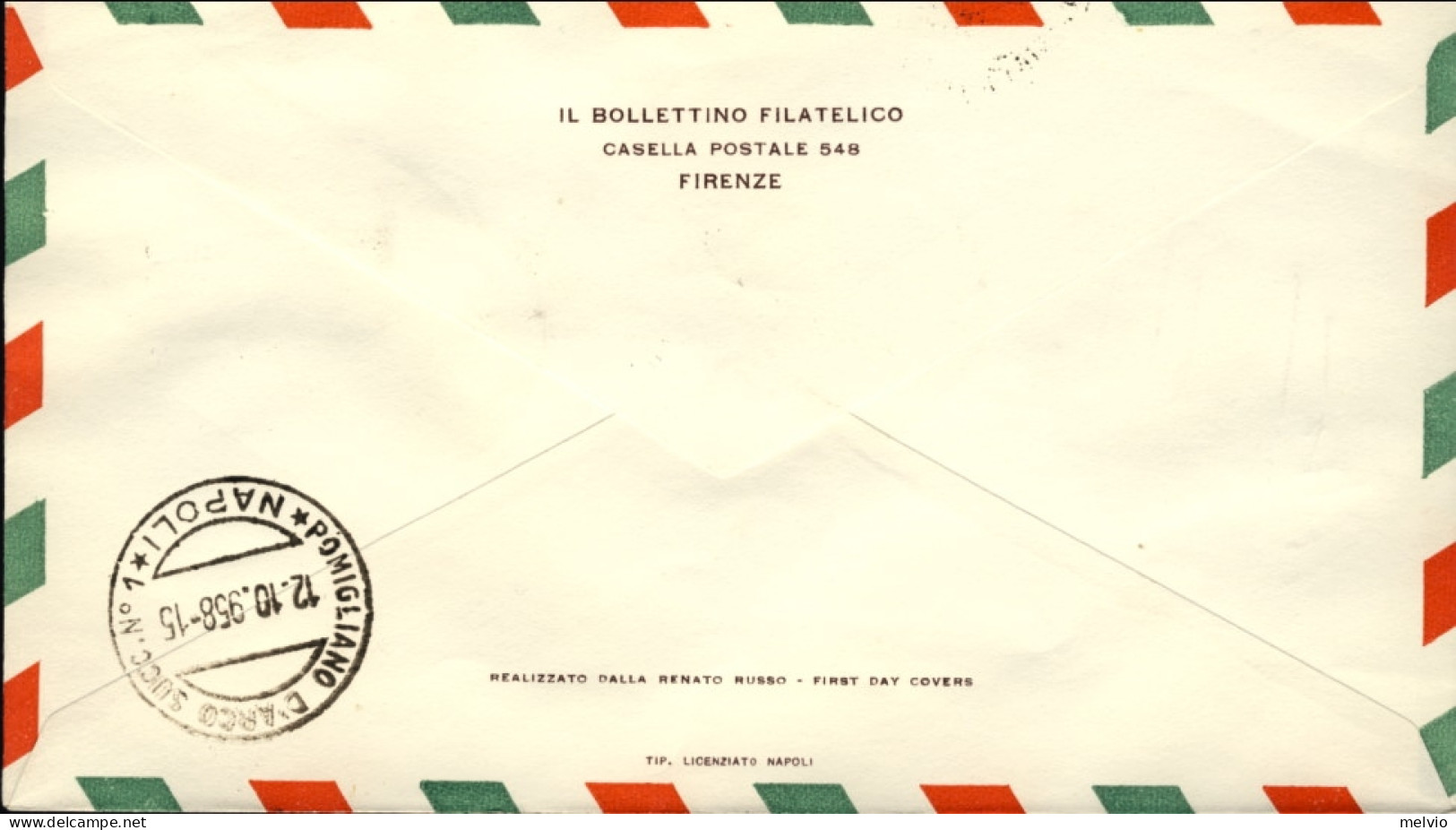 1958-commemorativo Del Primo Trasporto Postale Con Pallone Aereostatico, Realmen - Airmail