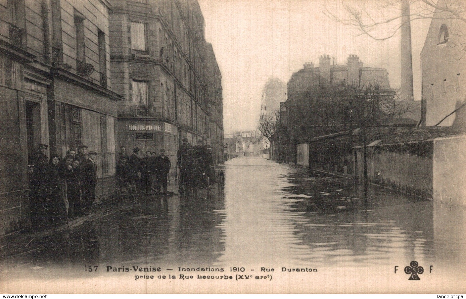 75 - PARIS VENISE - INONDATIONS 1910 / RUE DURANTON PRISE DE LA RUE LECOURBE - De Overstroming Van 1910