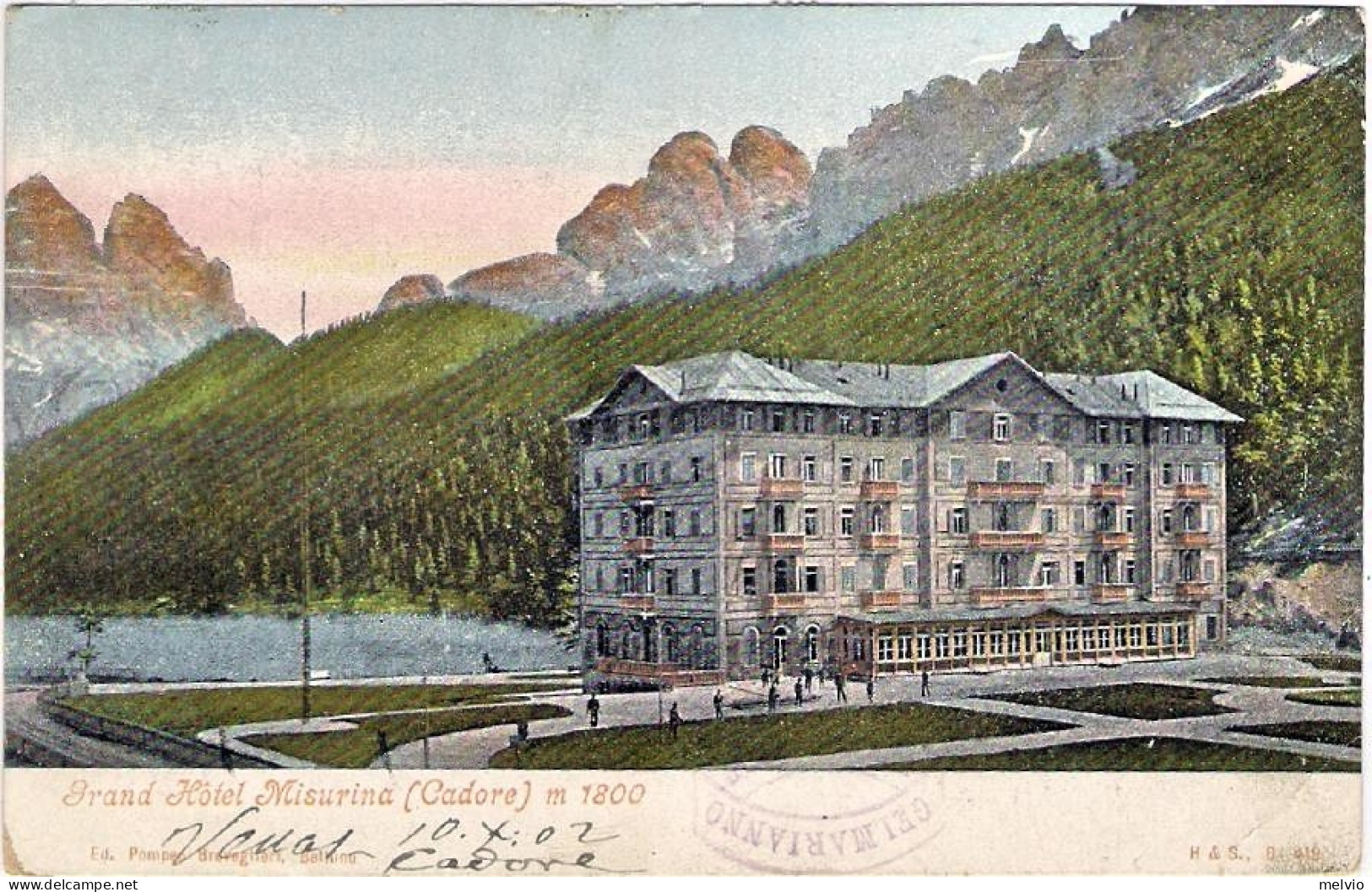 1902-"grand Hotel Misurina (Cadore)"annullo Tondo Riquadrato Di Venas Belluno - Belluno