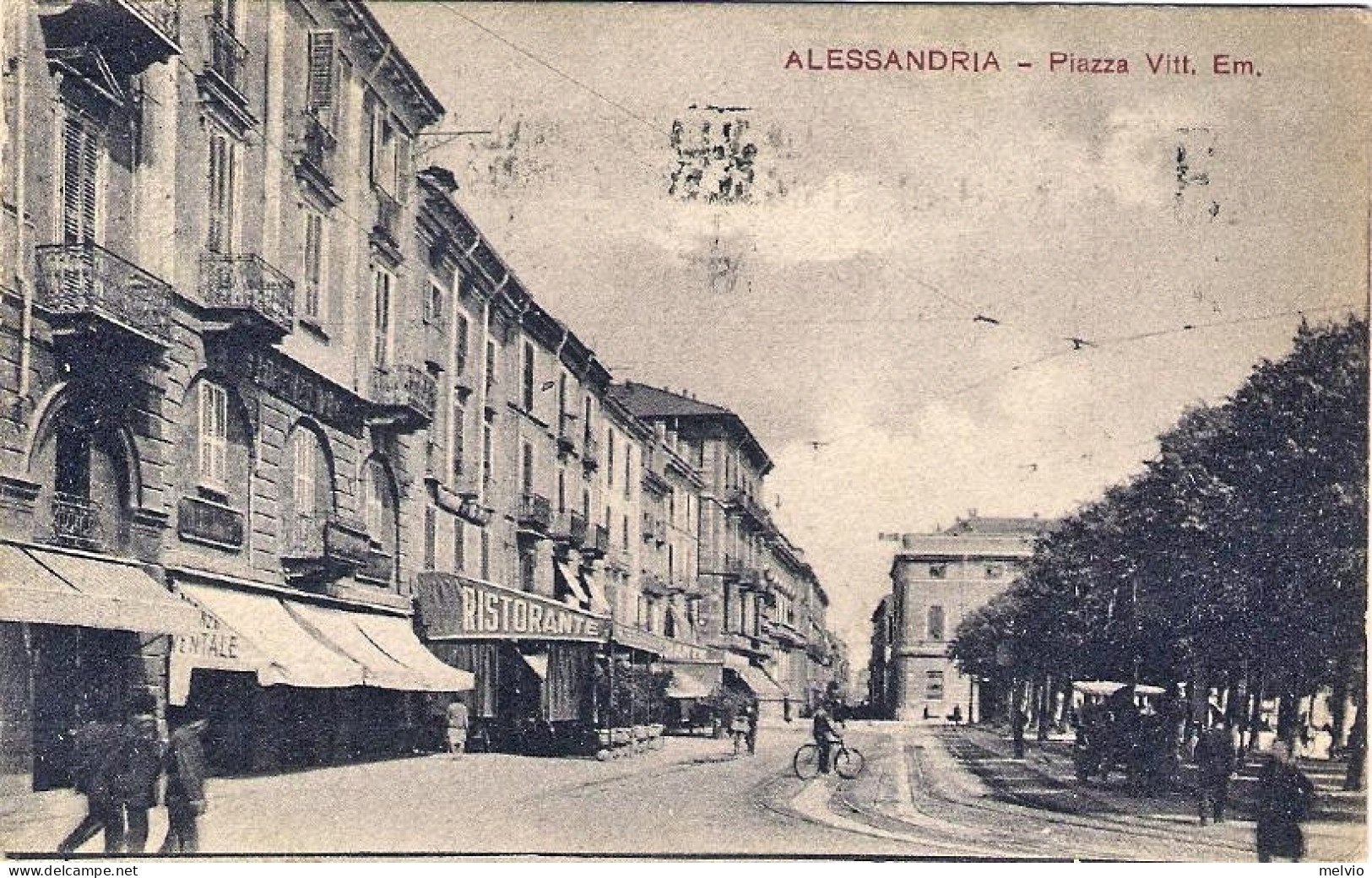 1931-cartolina Alessandria Piazza Vittorio Emanuele,viaggiata,annullo Meccanico  - Alessandria