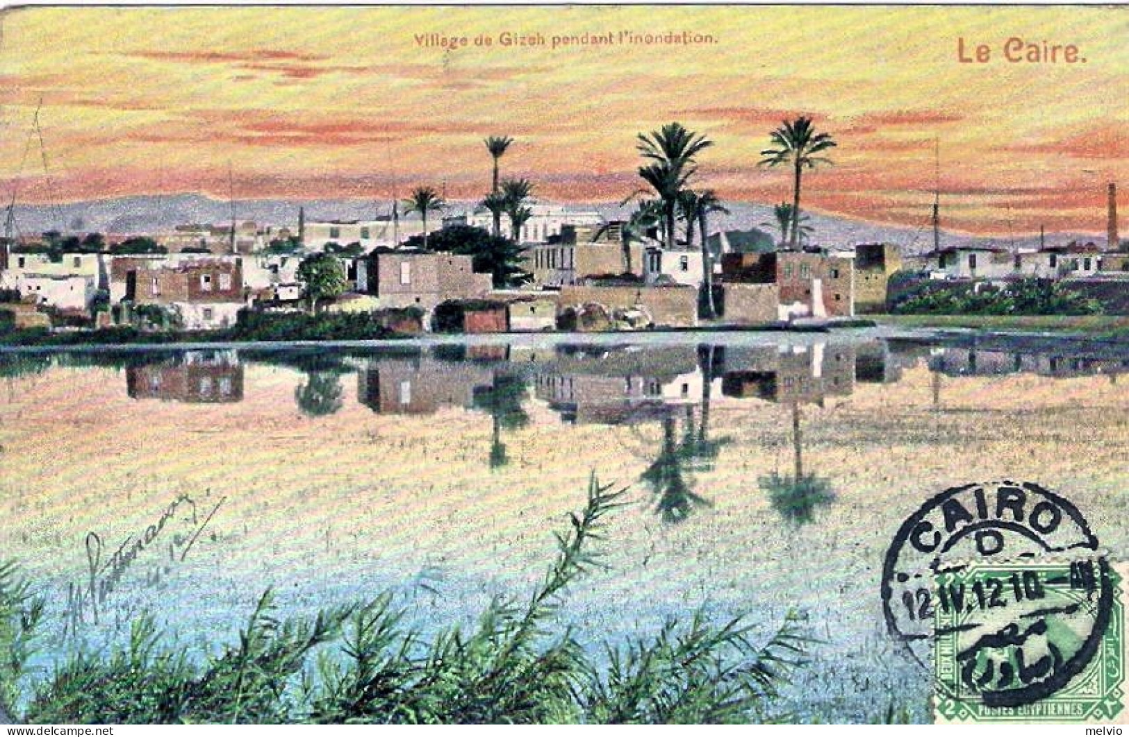 1912-Egitto Cartolina "Le Caire Village De Gizeh Pendant L'inondation"diretta In - Sonstige & Ohne Zuordnung