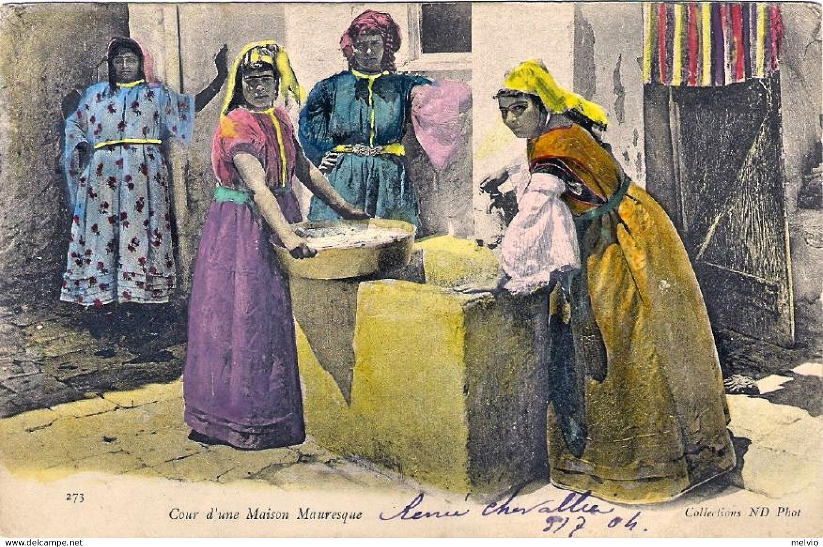 1904-Algeria Cartolina "Cour D'une Maison Mauresque"diretta In Italia - Altri & Non Classificati