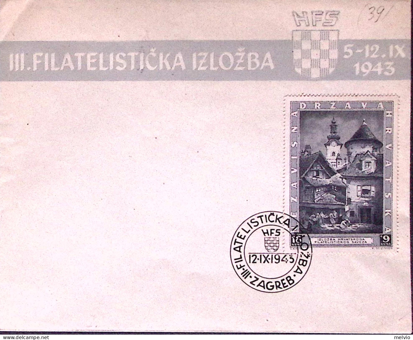 1943-Croazia III^Mostra Filatelica Zagabria Su Busta Fdc - Kroatien