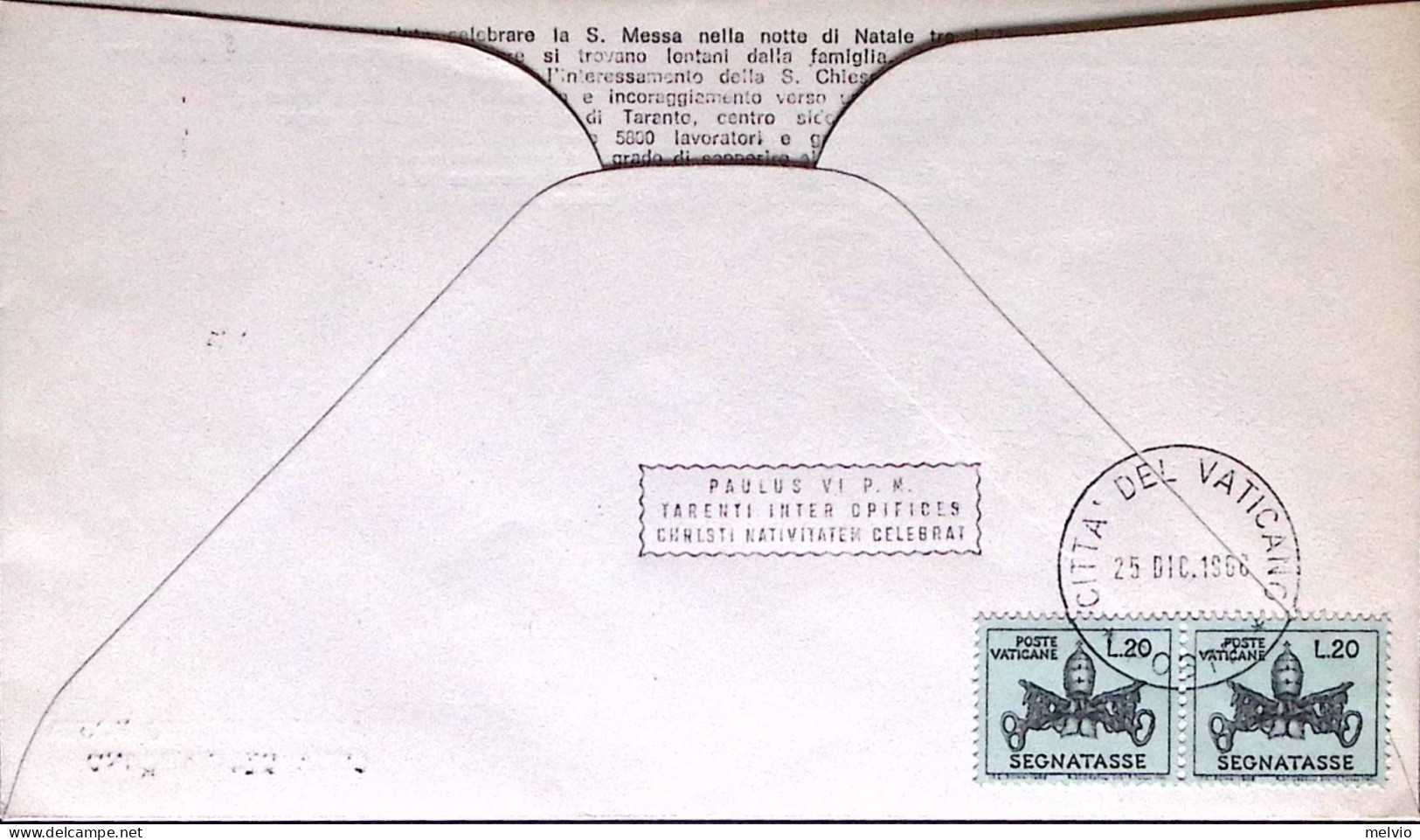 1958-volo Speciale Paolo VI Taranto-Roma Annullo Speciale Taranto (25.12) - Airmail