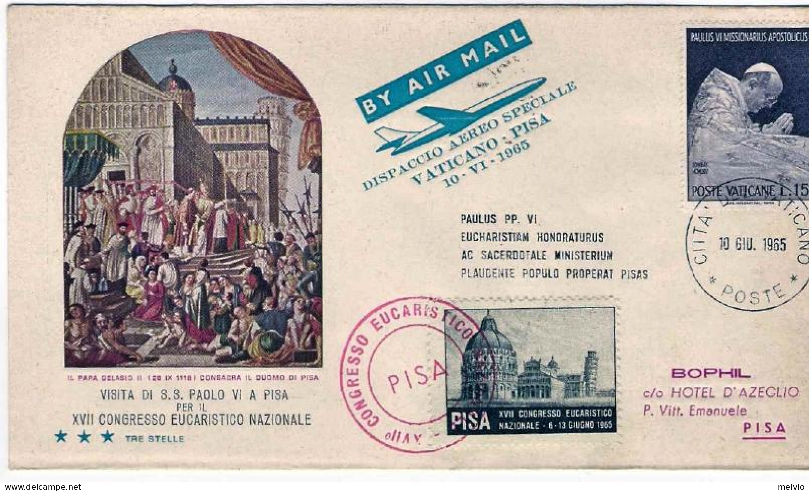 Vaticano-1965 Dispaccio Aereo Speciale Della Visita Di Sua Santita' Paolo VI A P - Luftpost