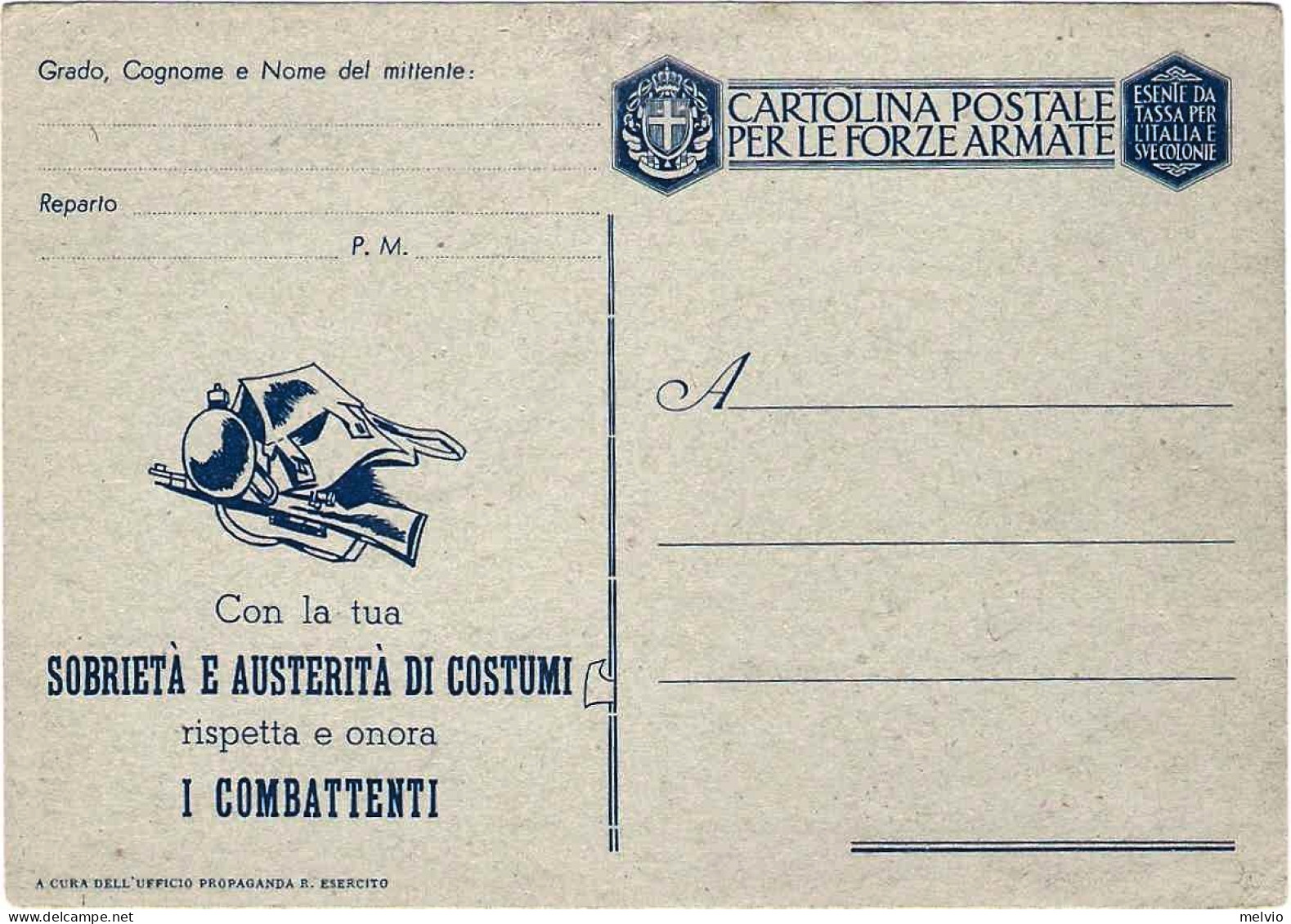 1944-"con La Tua Sobrieta'"cat.Filagrano Euro 15 - Stamped Stationery