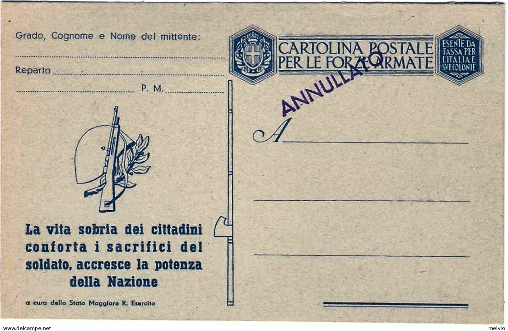 1944-formato Piccolo "la Vita Sobria"cat.Filagrano Euro 20 - Entiers Postaux