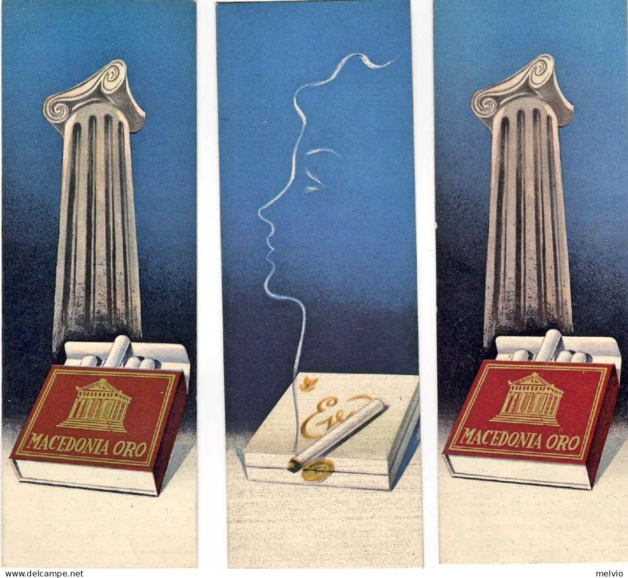 1950circa-tre Segnalibri Con Pubblicita' Di Sigarette "macedonia D'oro-due Palme - Werbepostkarten