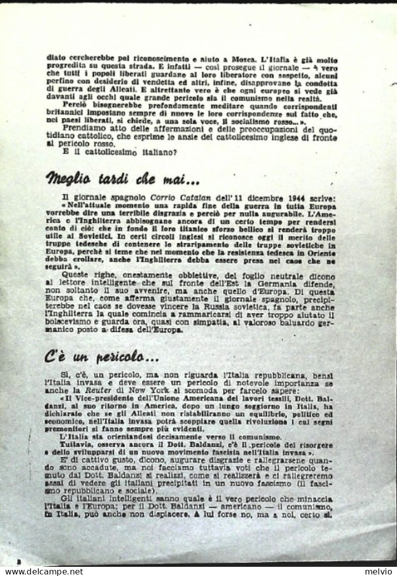 1945-volantino Antibolscevico Leggere E Meditare, Insignificante Strappetto Late - Marcofilie