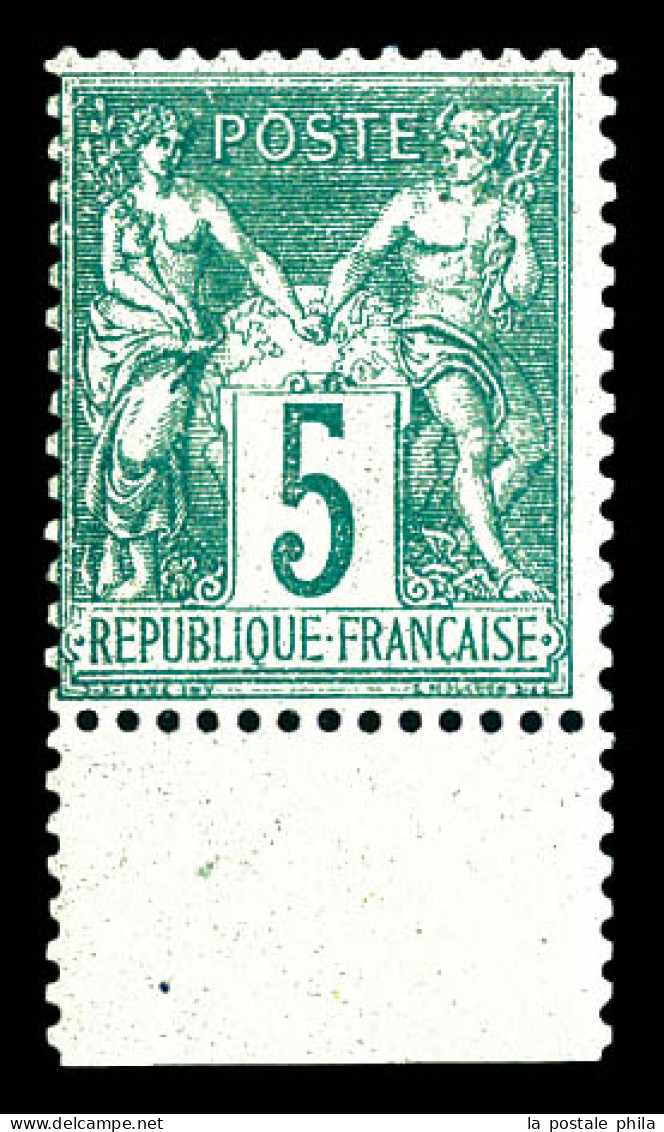 ** N°64, 5c Vert Type I, Fraîcheur Postale, Bord De Feuille, SUPERBE (signé/certificat)  Qualité: ** - 1876-1878 Sage (Type I)