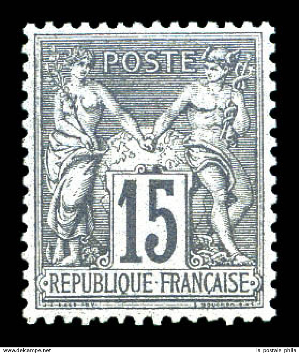 ** N°77, 15c Gris Type II, Fraîcheur Postale, Très Bon Centrage. SUP (certificat)  Qualité: ** - 1876-1898 Sage (Type II)