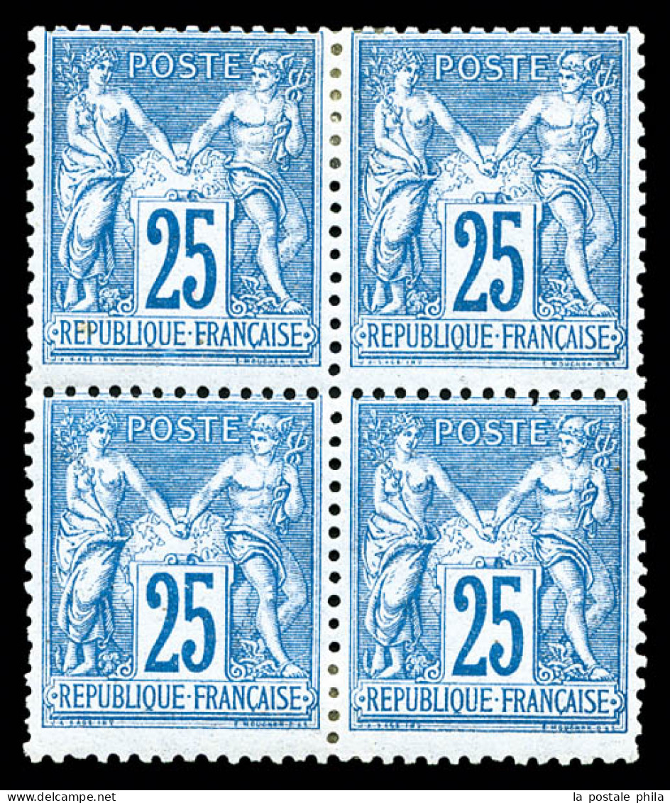 * N°79, 25c Bleu En Bloc De Quatre, TB (certificat)  Qualité: *  Cote: 3200 Euros - 1876-1898 Sage (Type II)