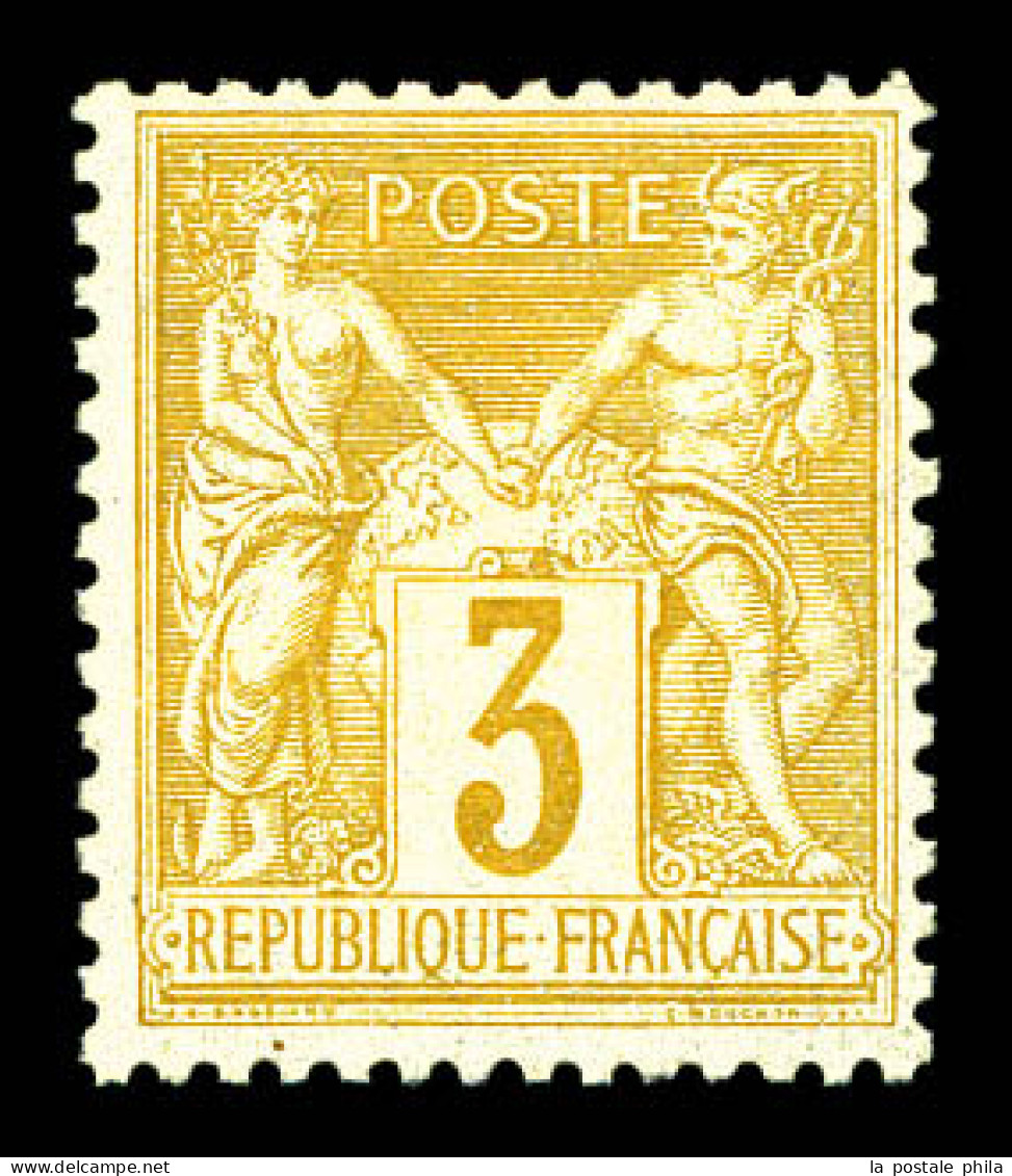 ** N°86, 3c Bistre-jaune, Fraîcheur Postale. SUP (certificat)  Qualité: ** - 1876-1898 Sage (Type II)