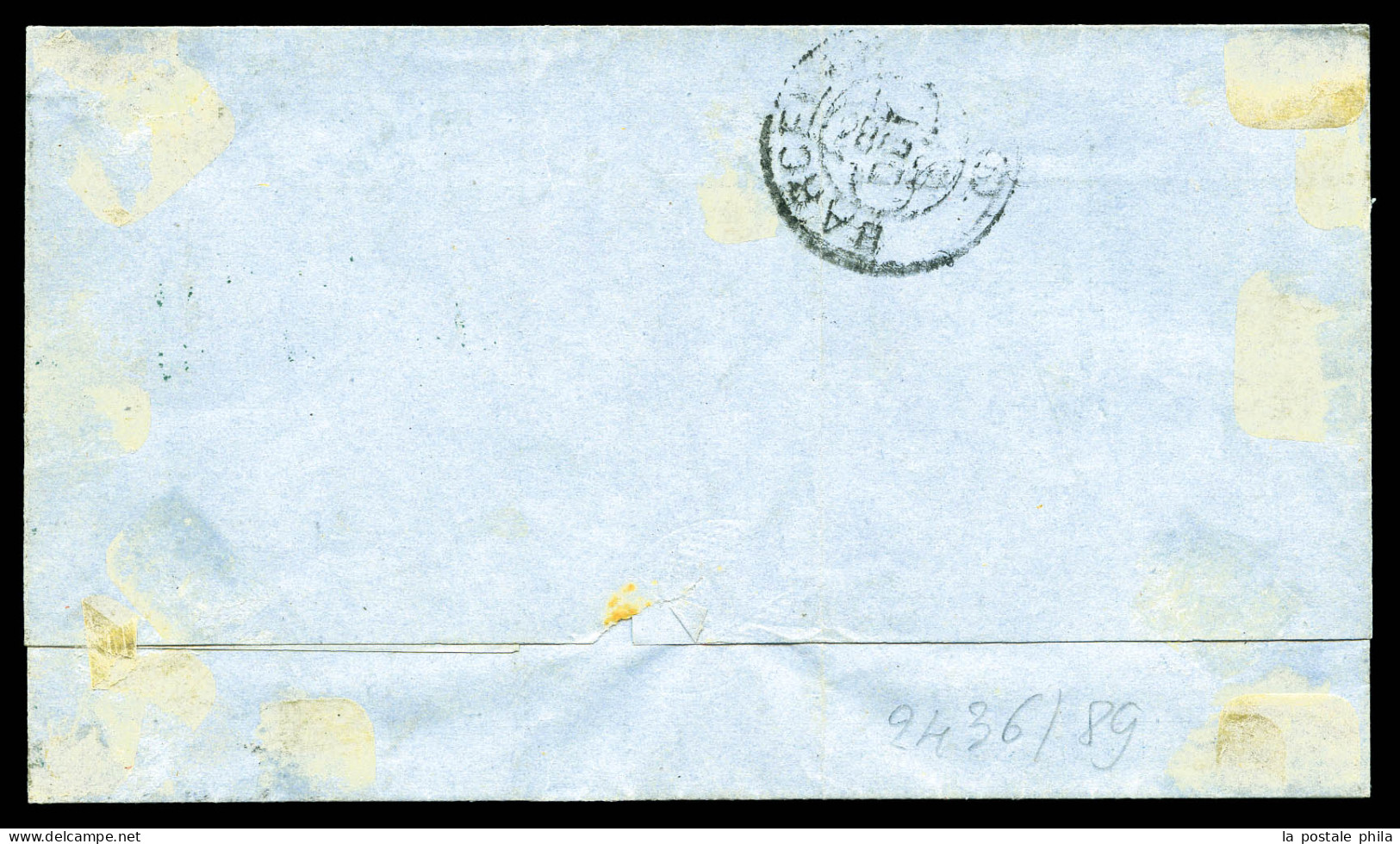 O N°92, 1881, 25c Sage Obl Griffe Linéaire Bleue VAPOR/DE /CUADRA, De Marseille à Barcelone, R3 (ex Vente Thiaude 1977,  - 1876-1898 Sage (Type II)