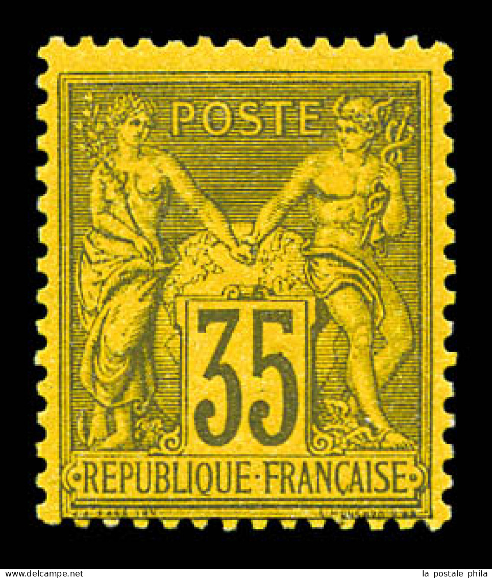 ** N°93, 35c Violet-noir Sur Jaune, Fraîcheur Postale. SUP (signé Scheller/certificat)  Qualité: ** - 1876-1898 Sage (Type II)