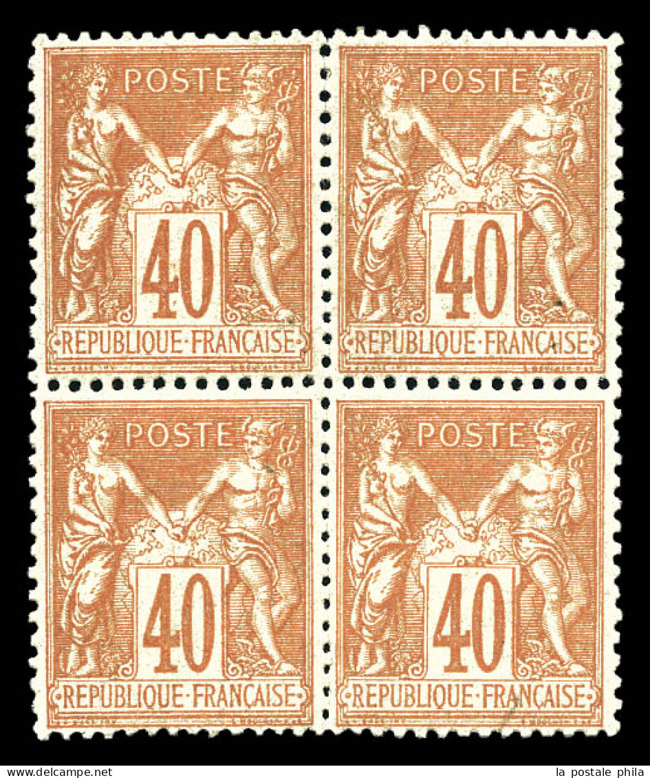 ** N°94, 40c Orange Type II, Bloc De Quatre (2ex*), Très Bon Centrage. TTB (certificat)  Qualité: ** - 1876-1898 Sage (Type II)