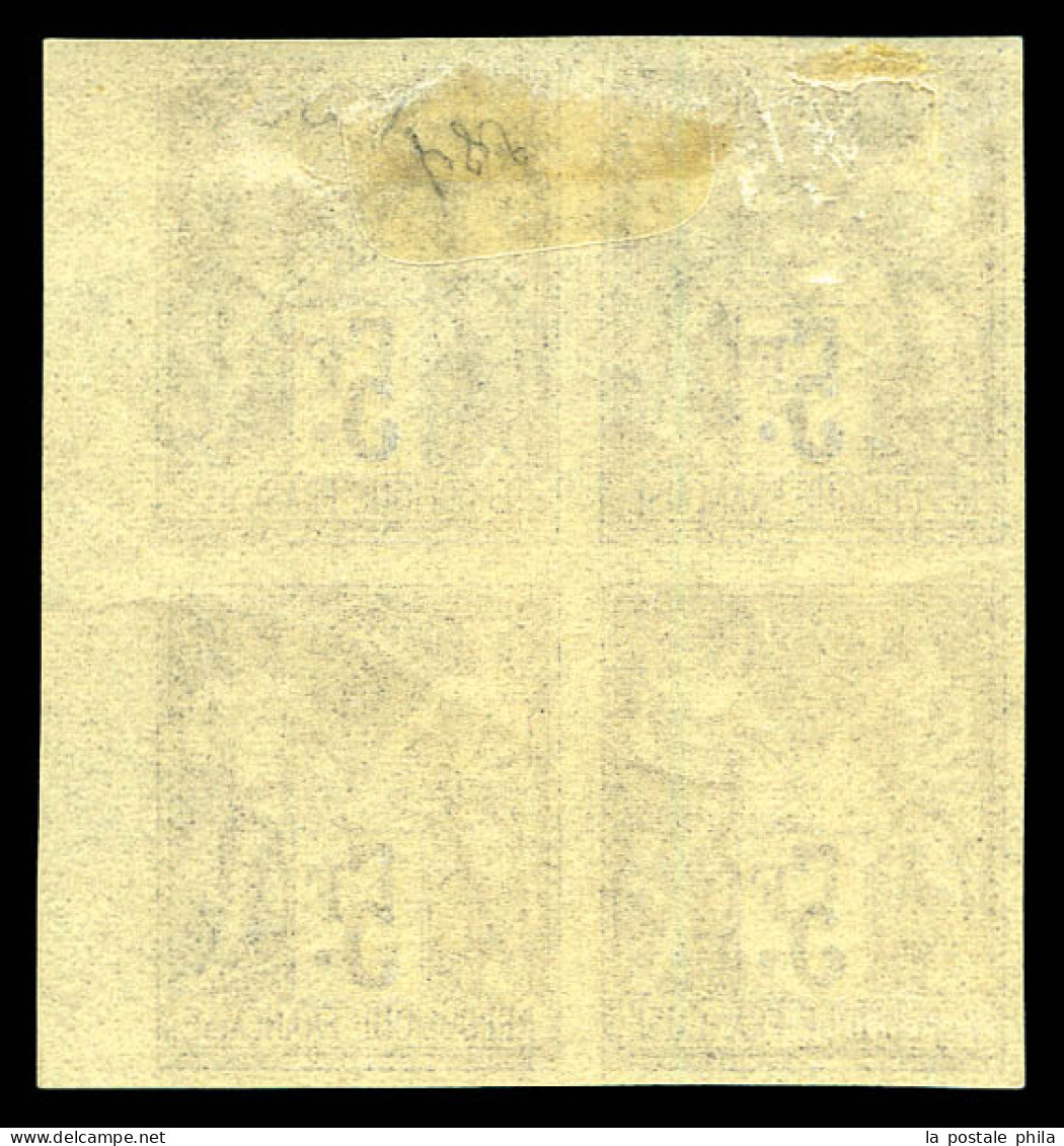 * N°95e, 5F Violet Sur Lilas Non Dentelé En Bloc De Quatre Bord De Feuille Latéral (1ex**), Fraîcheur Postale. TTB (cert - 1876-1898 Sage (Type II)