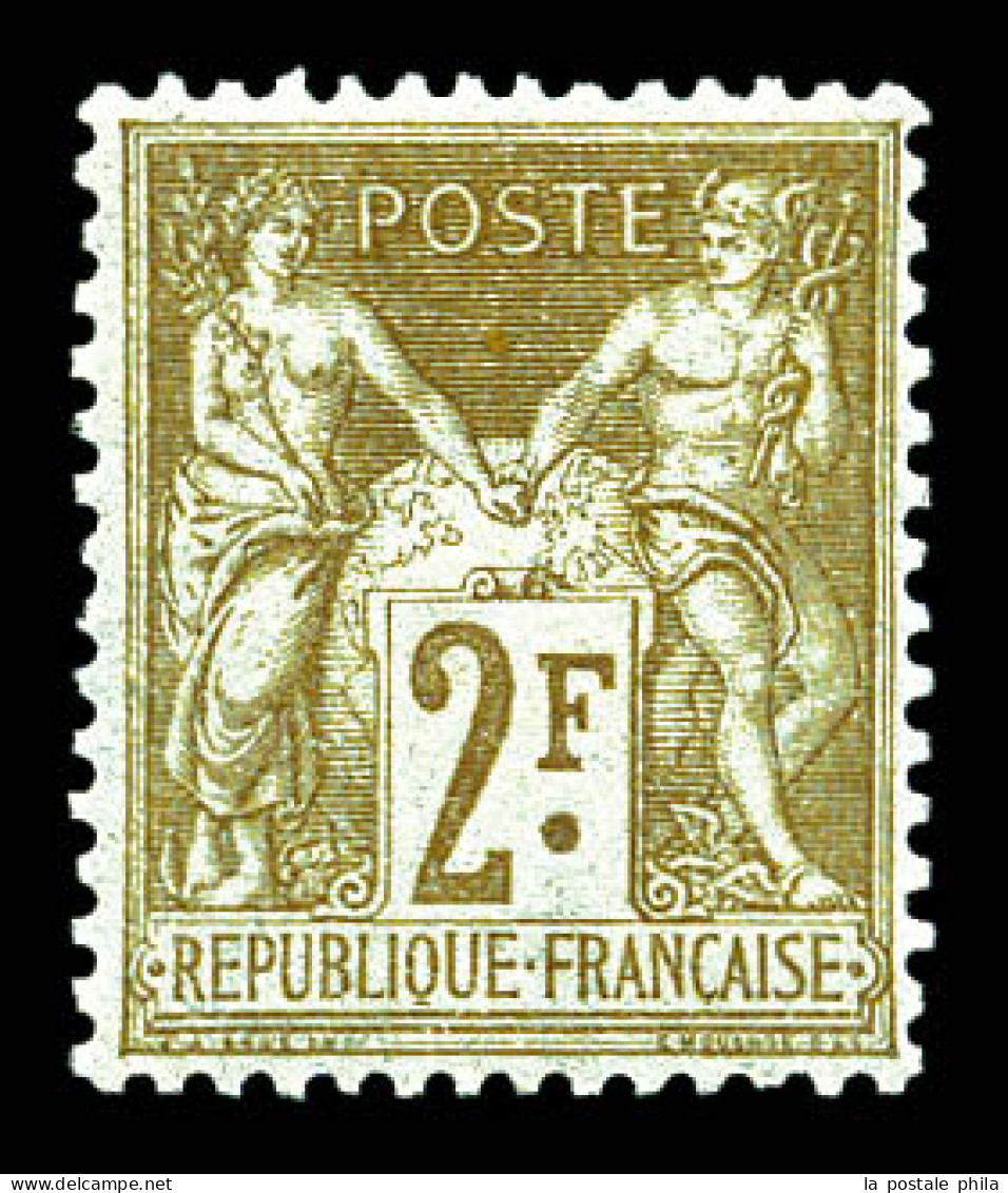 ** N°105, 2f Bistre Sur Azuré, Fraîcheur Postale, Très Bon Centrage. SUP (certificat)  Qualité: ** - 1898-1900 Sage (Type III)
