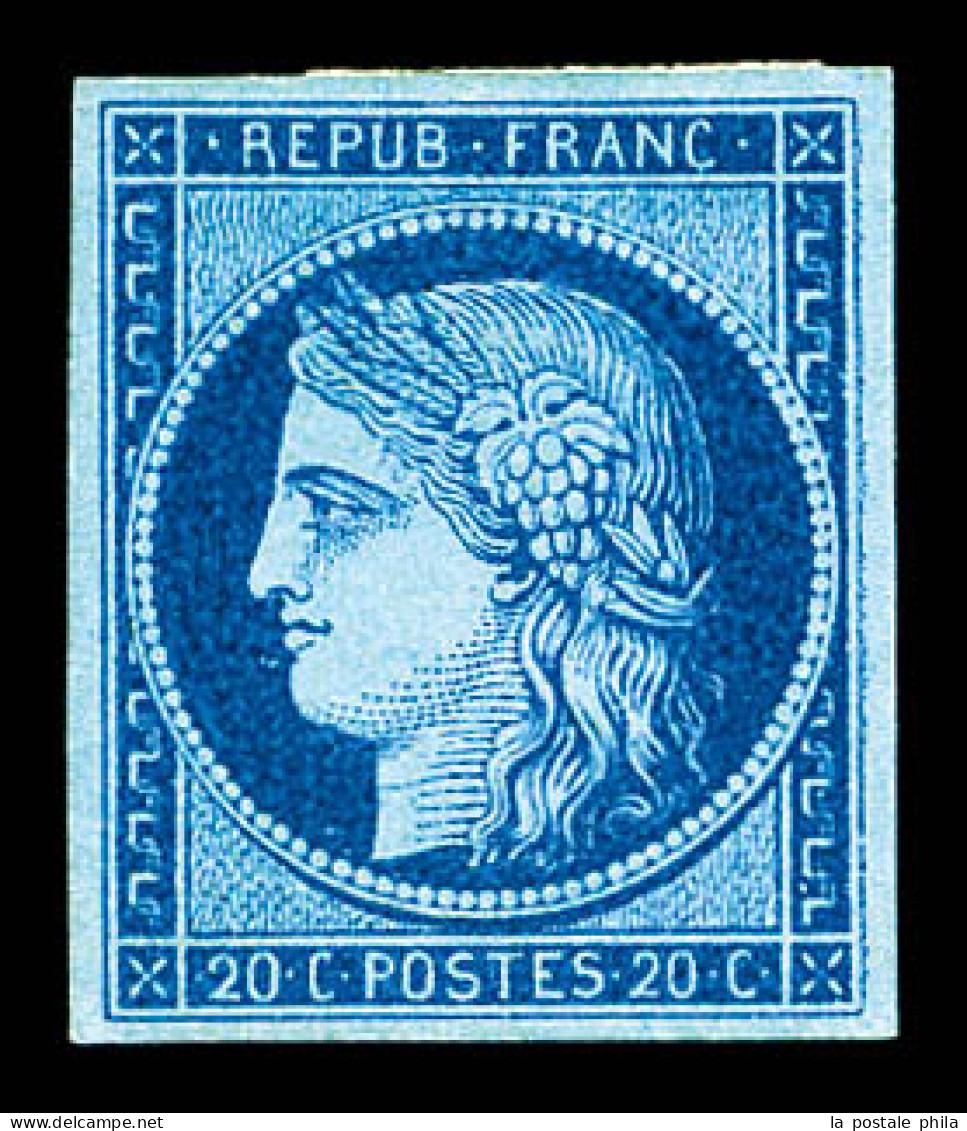 (*) Essais Cérès, 20c Bleu Foncé Sur Bleu. TB  Qualité: (*)  Cote: 300 Euros - 1849-1850 Ceres