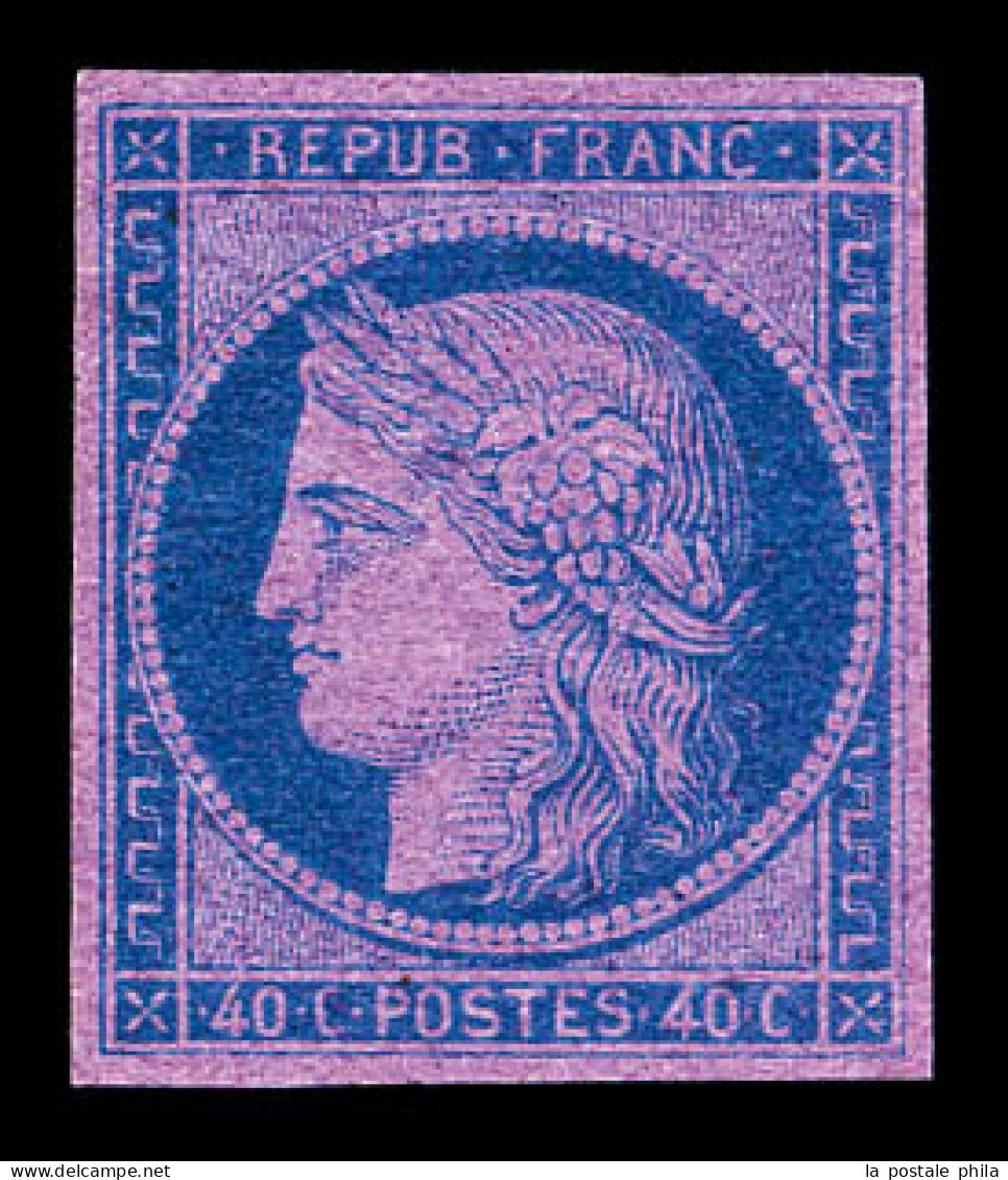 O Essais N°5, 40c Bleu Sur Rose. Rare. SUP (certificat)  Qualité: Oblitéré  Cote: 1250 Euros - 1849-1850 Cérès