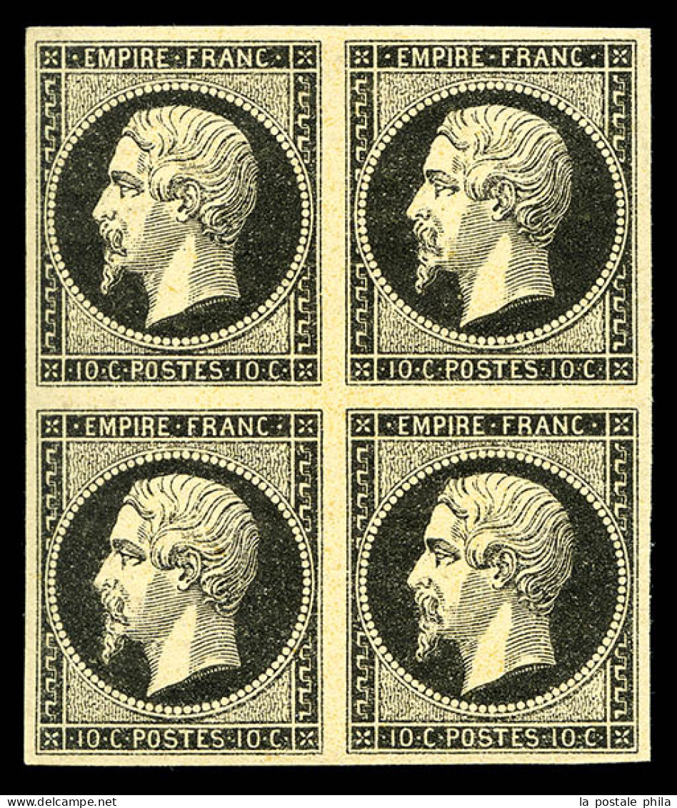 ** Essais Empire, 10c Noir Type I En Bloc De Quatre (2ex*), TTB  Qualité: ** - 1853-1860 Napoleon III