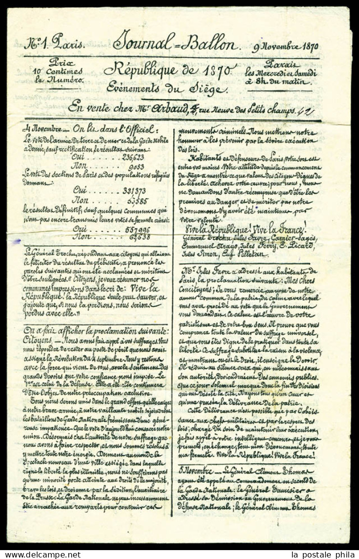 O LE DAGUERRE', 20c Lauré + Càd Du 9 Nov 1870 Sur JOURNAL BALLON N°1 Pour Clermont-Ferrand, Sans Arrivée (Normal) Car Co - War 1870