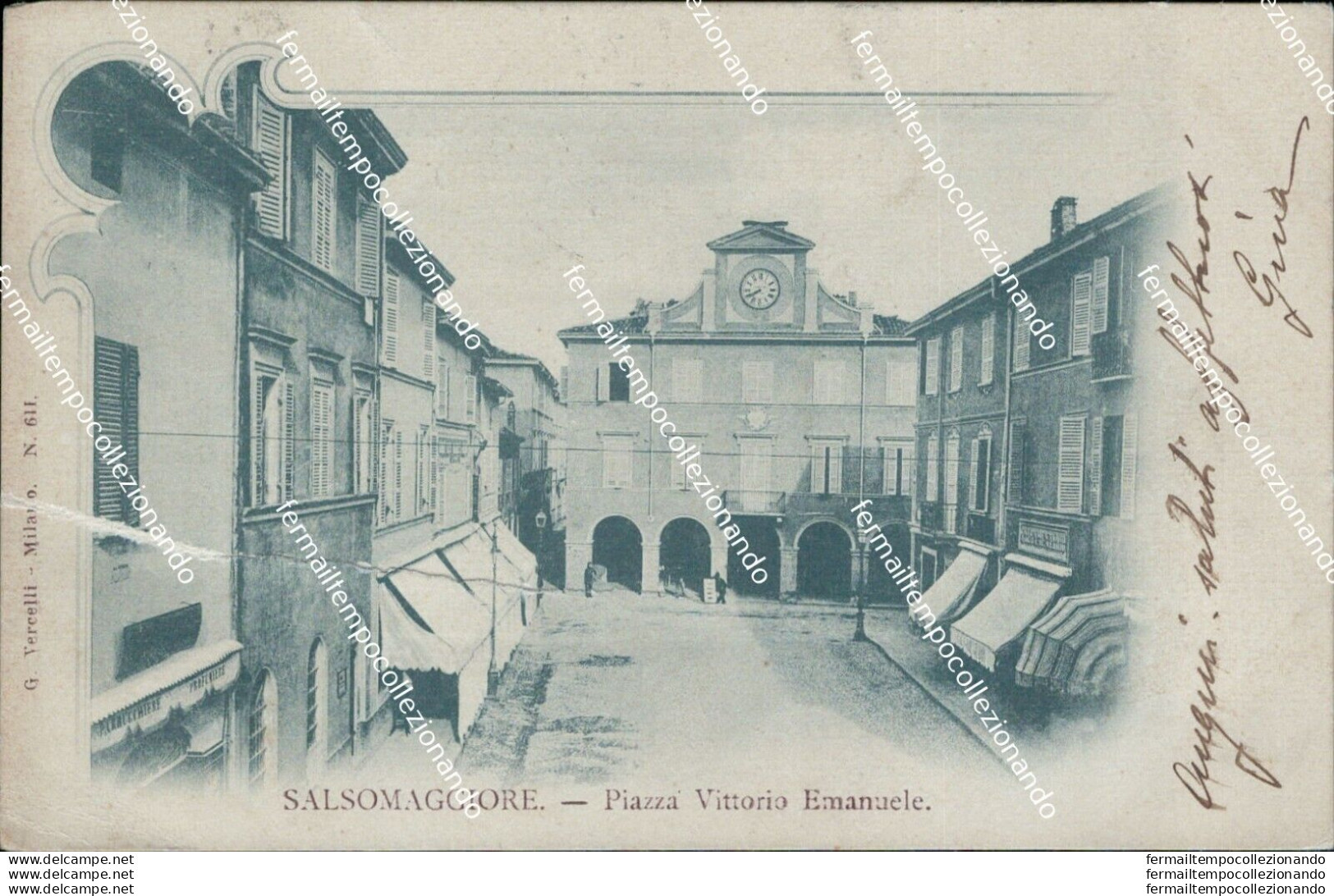 Bb581 Cartolina Salsomaggiore Strappo Di 9 Cm  Piazza Vittorio Emanuele Parma - Parma