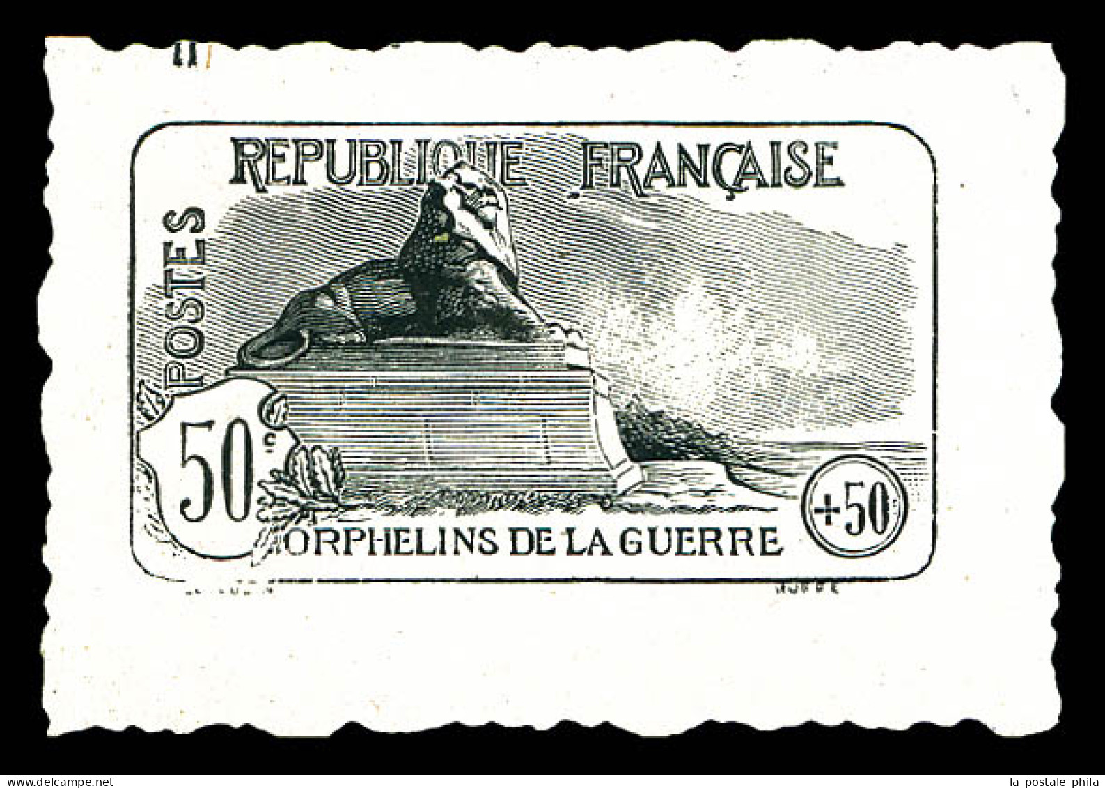 (*) N°153, Orphelins, 50c +50c: épreuve En Noir Sur Petit Feuillet Au Type NON EMIS, SUP (certificat)  Qualité: (*) - Ongebruikt