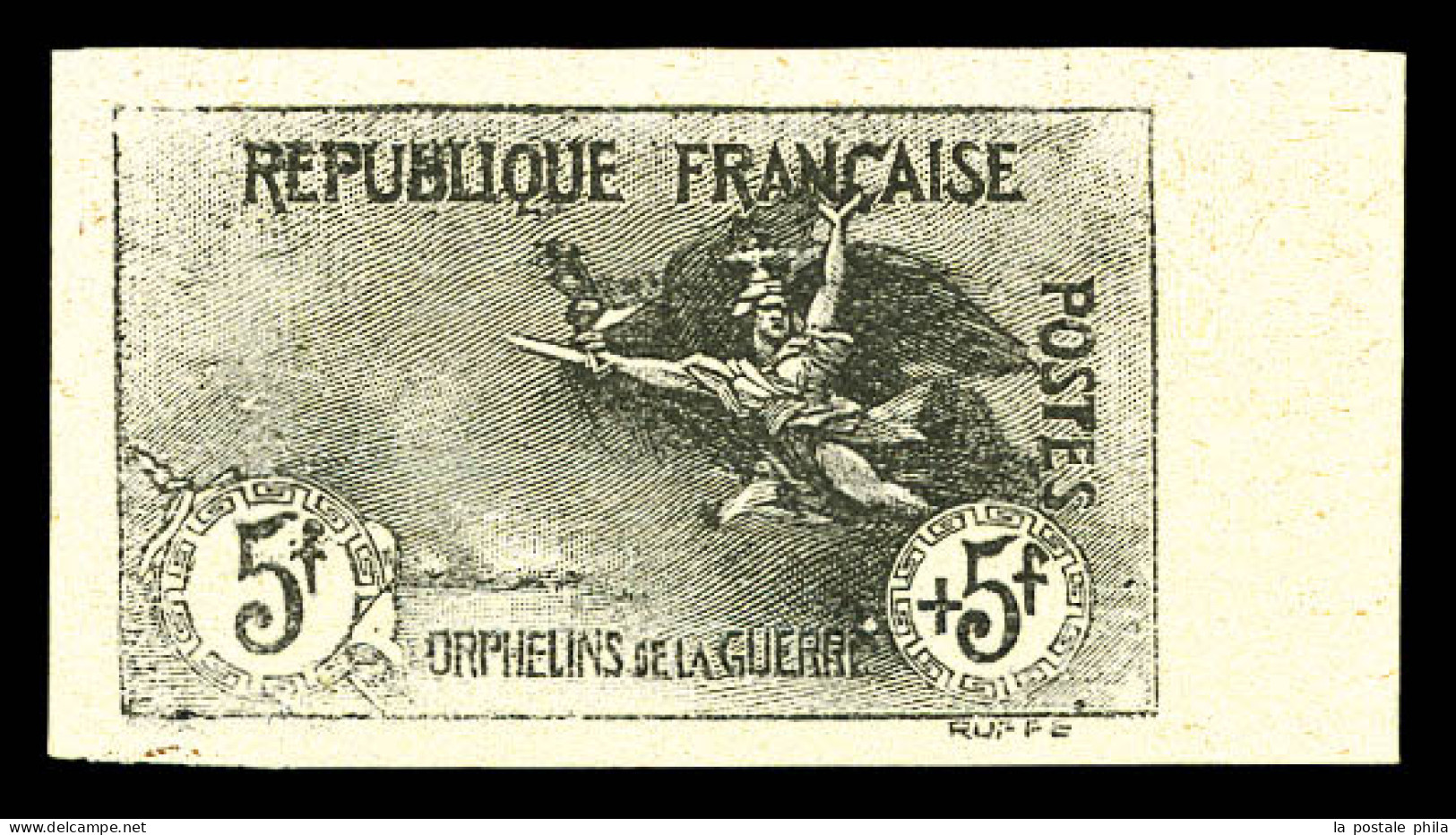 (*) N°155, Orphelins, 5F +5F: Essai En Noir Sur Feuillet, Très Jolie Pièce, RARE (certificat)  Qualité: (*)  Cote: 4000  - Neufs