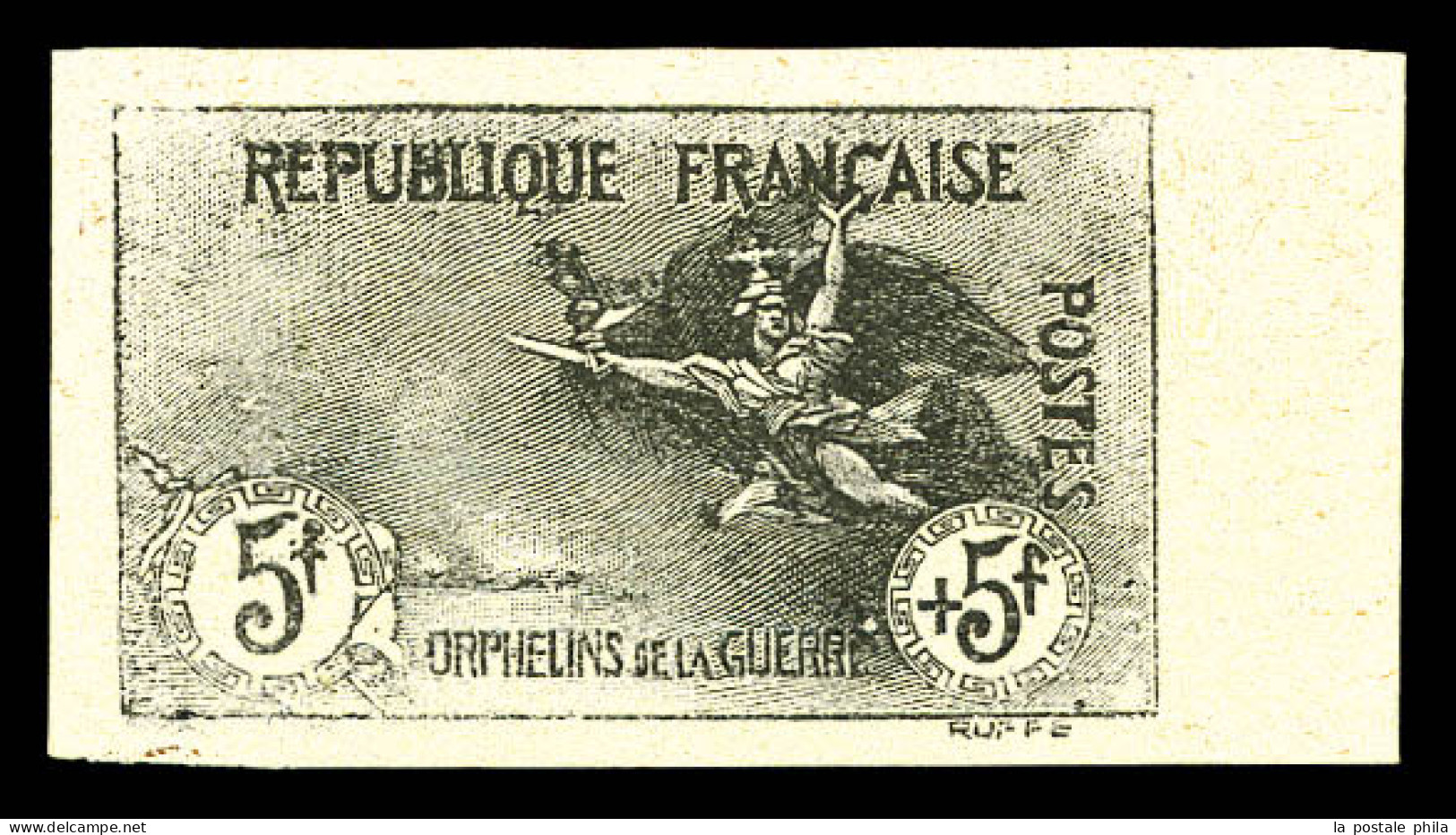 (*) N°155, Orphelins, 5F +5F: Essai En Noir Sur Feuillet, Très Jolie Pièce, RARE (certificat)  Qualité: (*)  Cote: 4000  - Unused Stamps