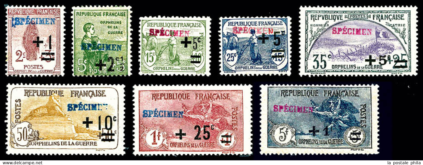 * N°162/69, Série Orphelins De 1922 Surchargés 'SPECIMEN' En Bleu Et Rouge, TRES RARE (signés Scheller/Calves/certificat - Unused Stamps