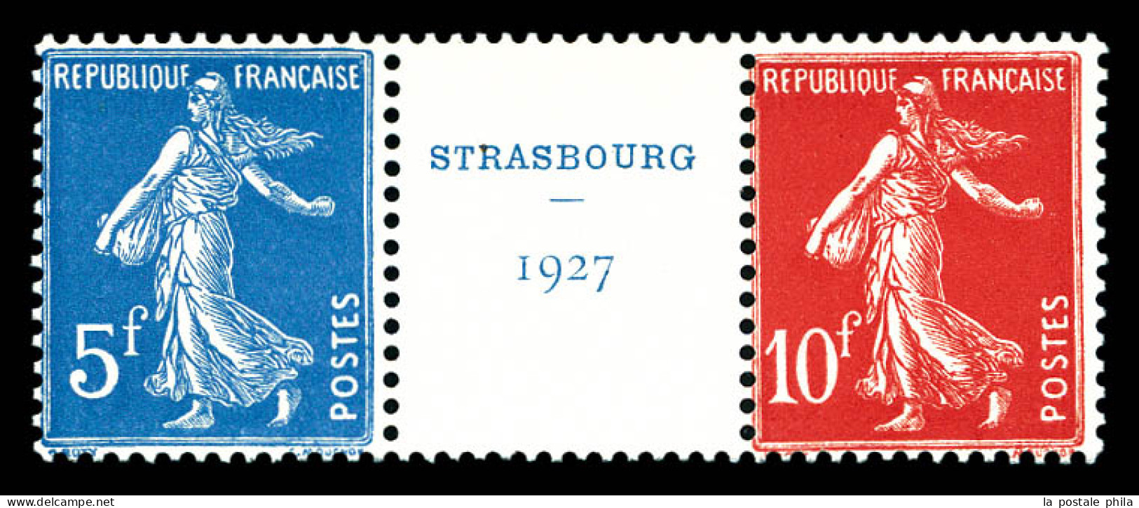 ** N°242A, Exposition De Strasbourg 1927, Paire Avec Intervalle. TTB (certificat)  Qualité: **  Cote: 1200 Euros - Nuevos