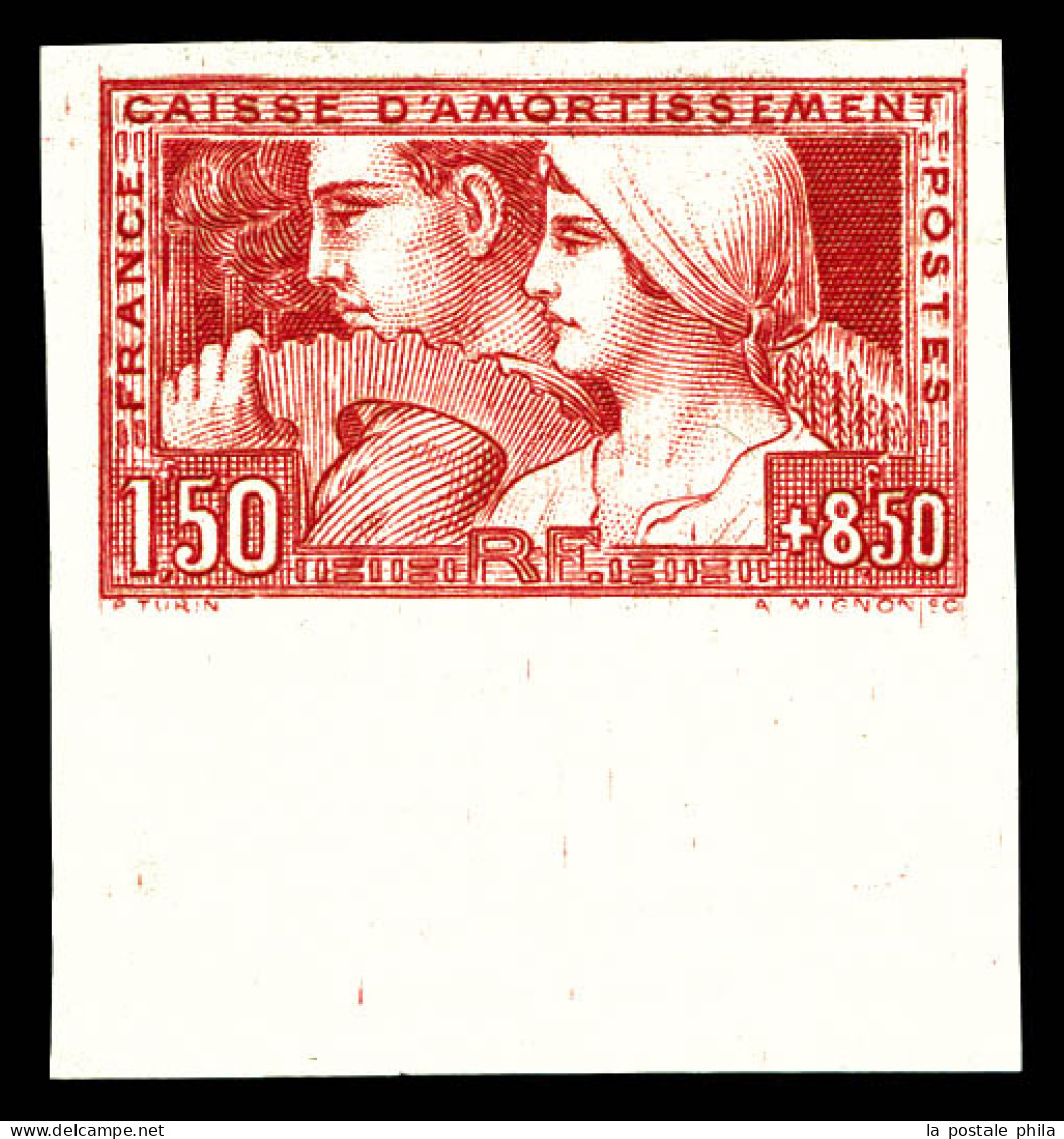 ** N°252, Travail: 1F50 +8f50: Rouge Non Dentelé, Bord De Feuille, Très Jolie Pièce, RARE (certificat)  Qualité: ** - Nuovi