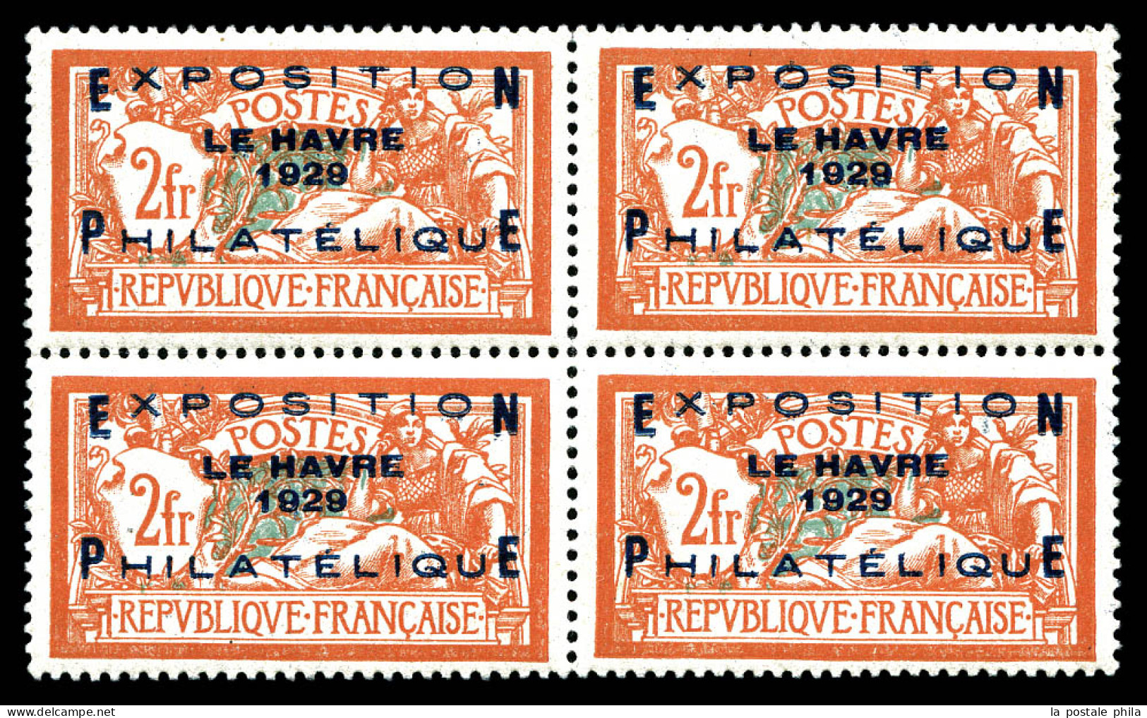 ** N°257A, Exposition Du Havre 1929 En Bloc De Quatre, Fraîcheur Postale, Très Bon Centrage. SUP. R.R. (certificat)  Qua - Ungebraucht