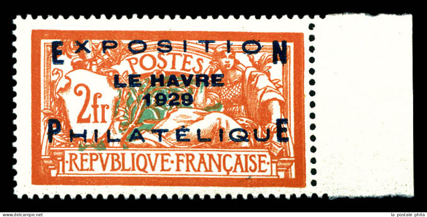 ** N°257A, Exposition Du Havre De 1929, Bord De Feuille, Frais. TTB (certificat)  Qualité: **  Cote: 1650 Euros - Unused Stamps