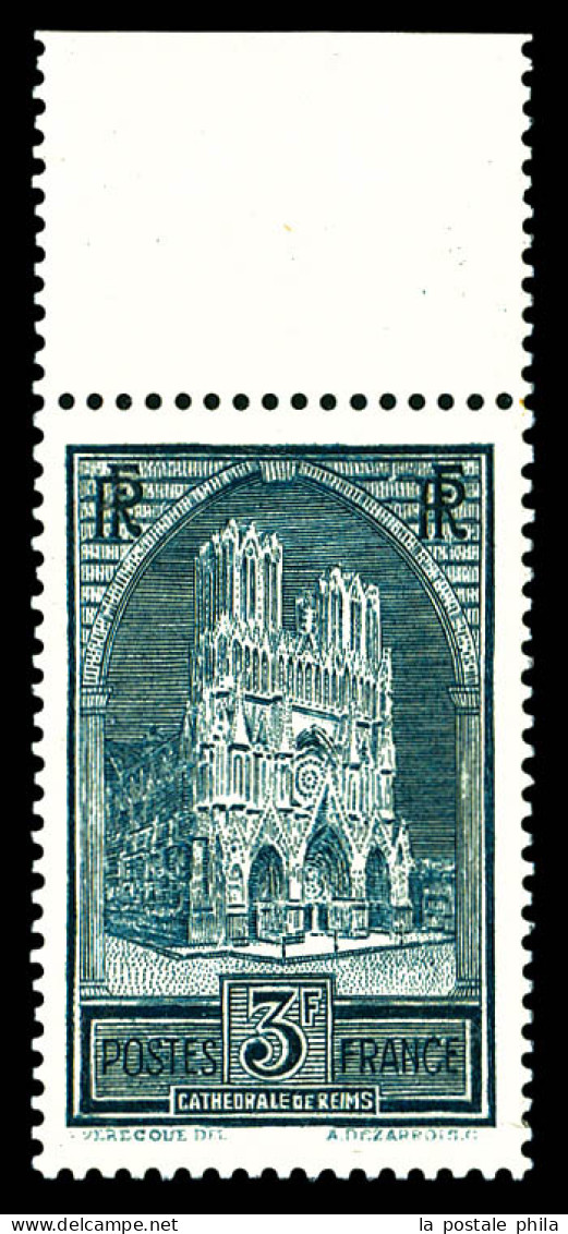 ** N°259b, Cathédrale De Reims Type III Bord De Feuille. SUP (signé Calves/certificat)  Qualité: **  Cote: 900 Euros - Ungebraucht