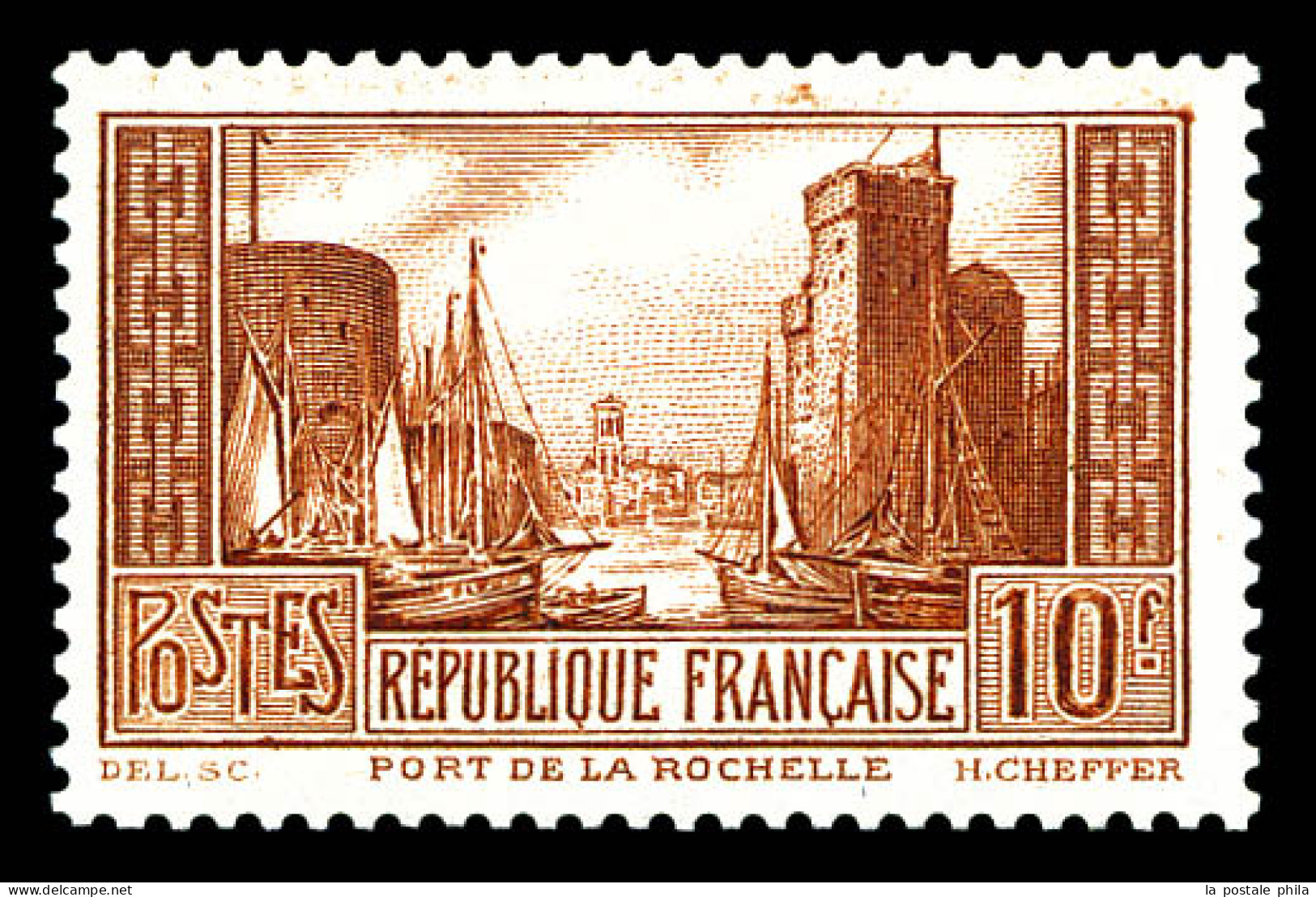 ** N°261A, Non émis, Port De La Rochelle, 10F Chaudron Clair. SUPERBE. R.R. (signé Calves/certificat)  Qualité: **  Cote - Unused Stamps