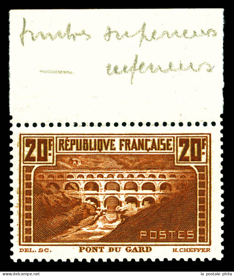 ** N°262d, 20F Chaudron Foncé Type IIA, Bdf, SUP (certificat)  Qualité: **  Cote: 650 Euros - Unused Stamps