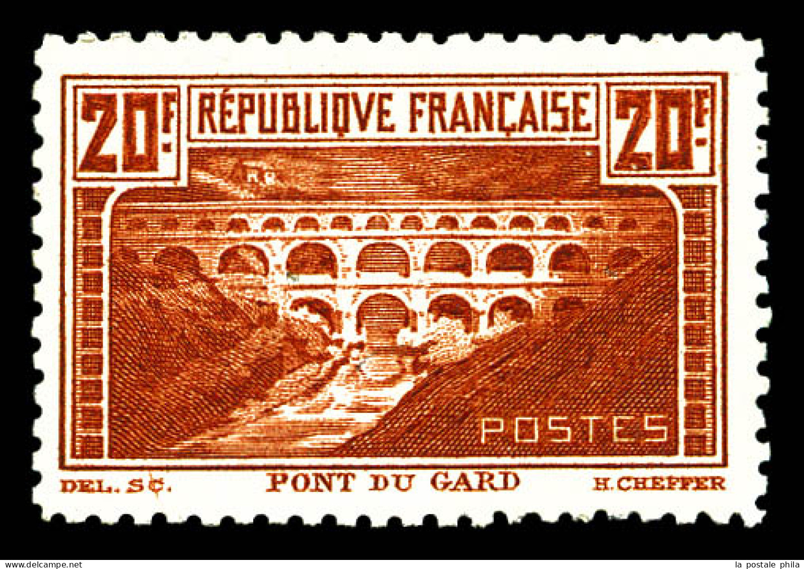 ** N°262B, Pont Du Gard, 20F Chaudron Clair Dentelé 11, Bon Centrage, SUP (signé Brun/certificat)  Qualité: **  Cote: 24 - Unused Stamps