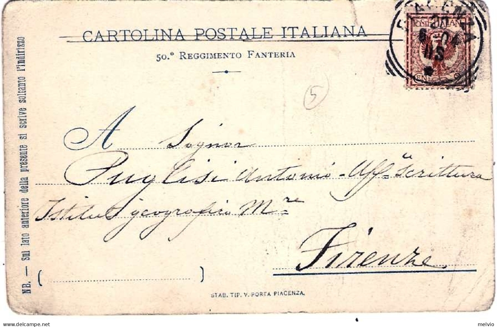 1904-cartolina Con Erinnofilo Reggimentale Brigata Di Parma - Vignetten (Erinnophilie)