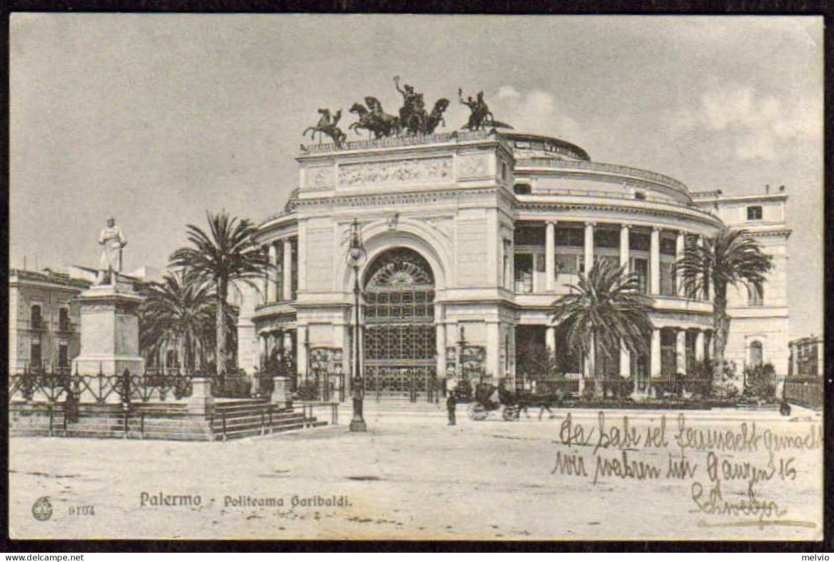 1908-"Palermo,politeama Garibaldi" Diretta In Belgio,bollo D'arrivo - Palermo