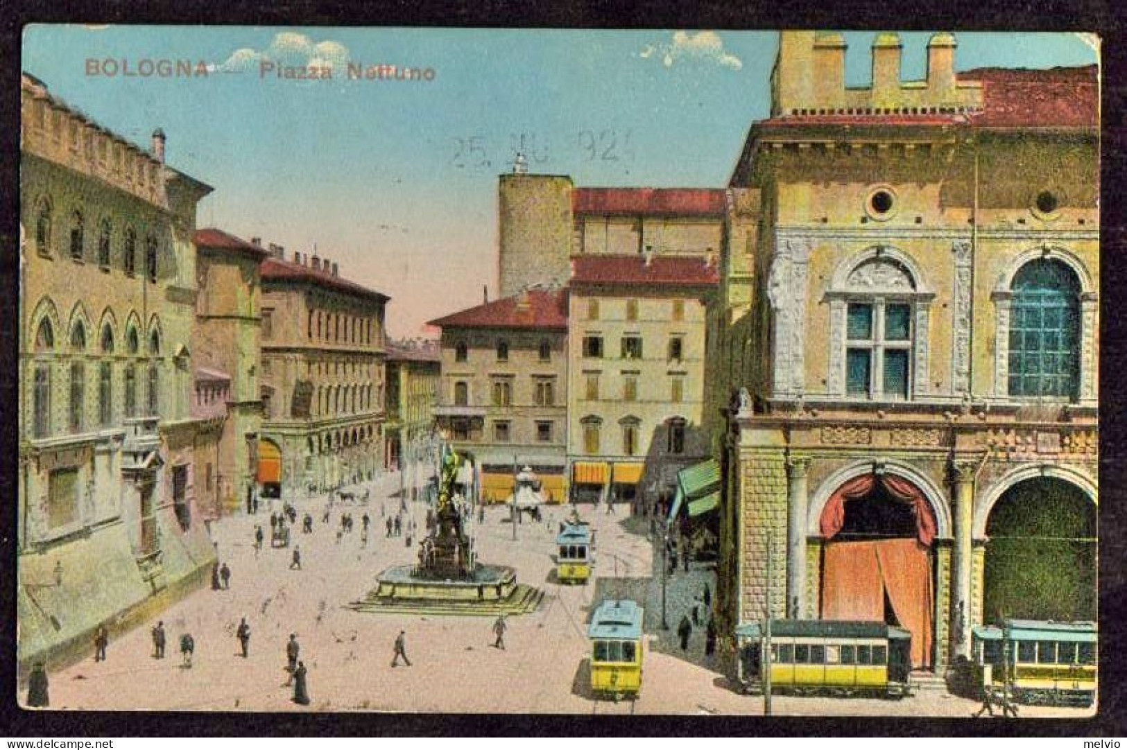 1917-Bologna Piazza Nettuno,viaggiata - Bologna