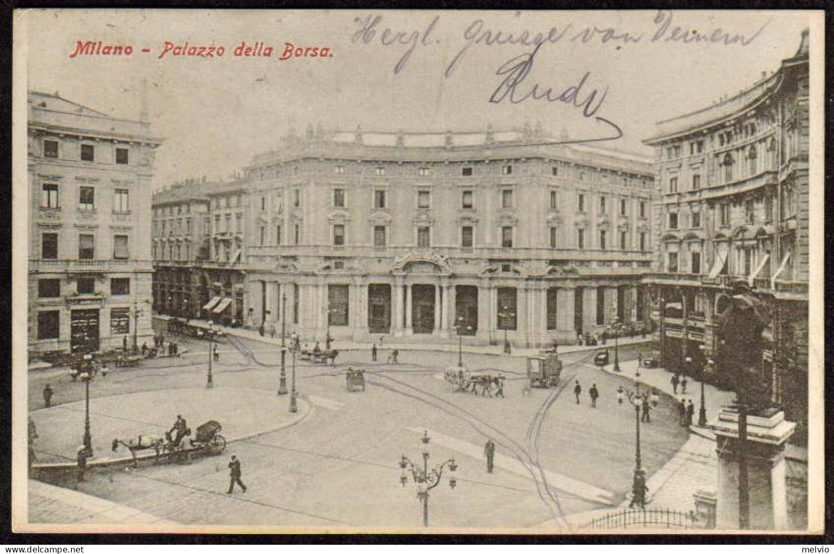1912-"Milano,palazzo Della Borsa,tram E Carrozze" - Milano