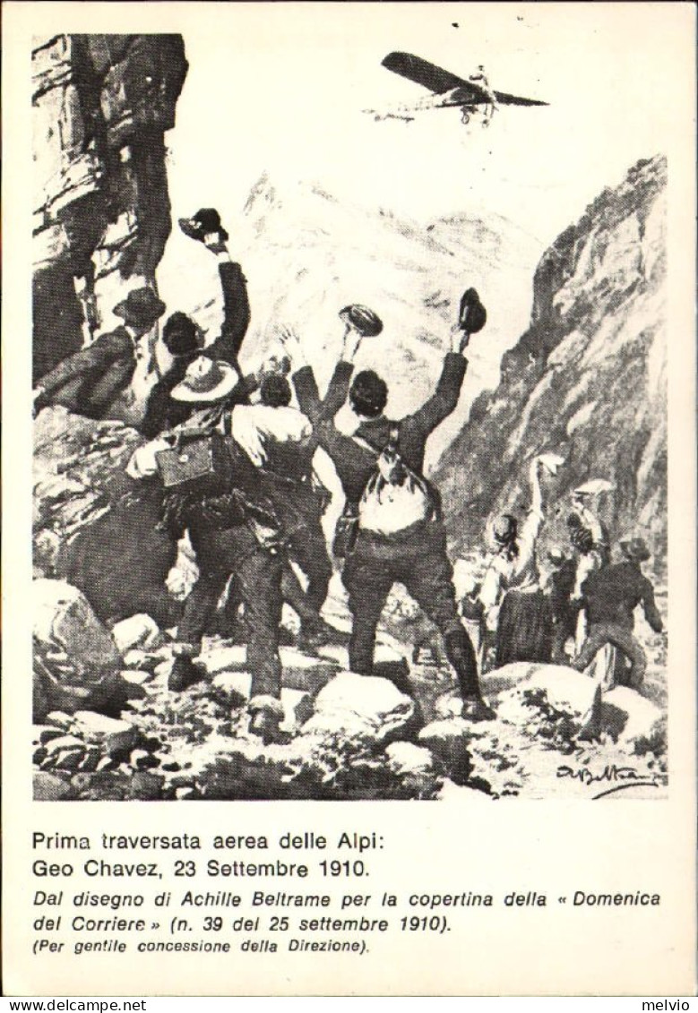 1980-cartolina 70^ Anniversario Della Prima Traversata Aerea Delle Alpi E Cachet - Luftpost